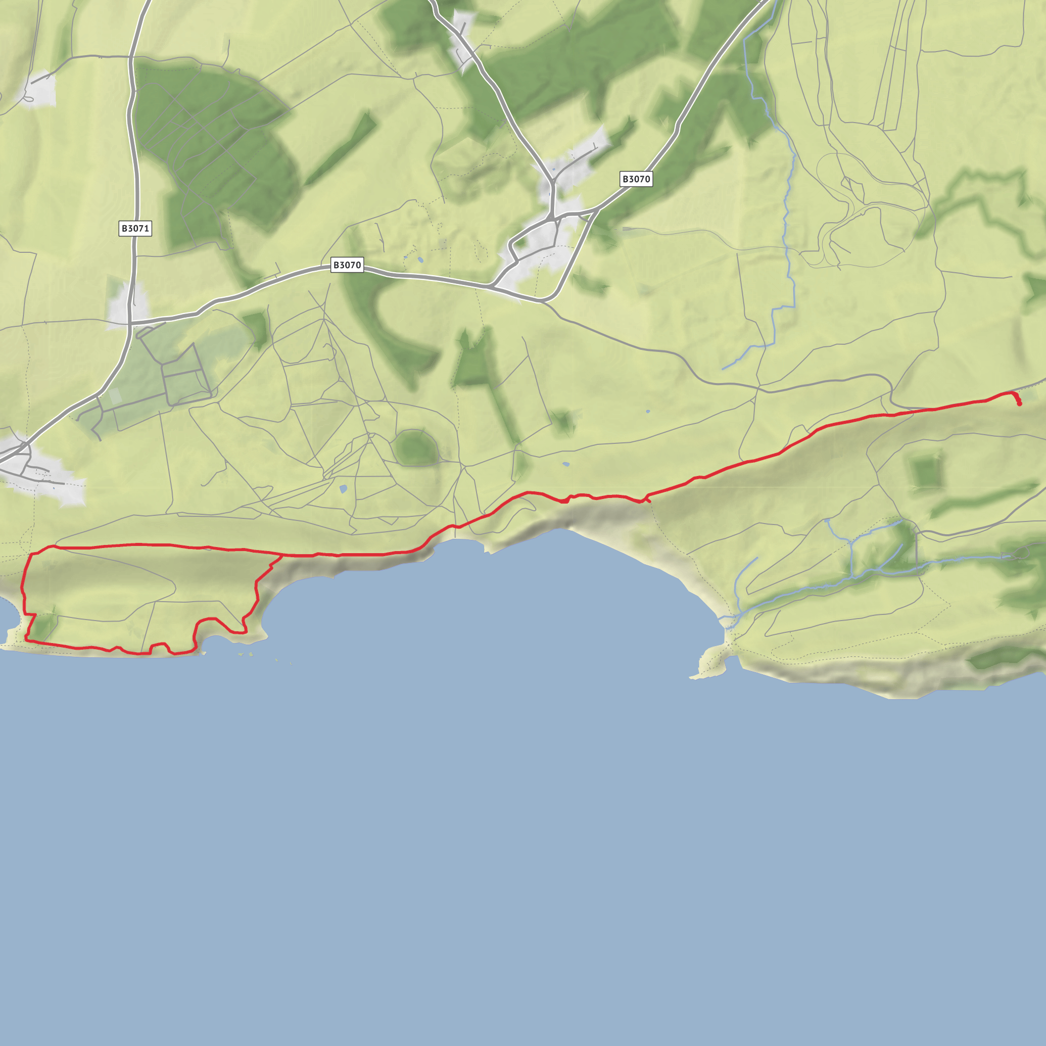Bindon Hill and Lulworth Cove Loop mobile static map