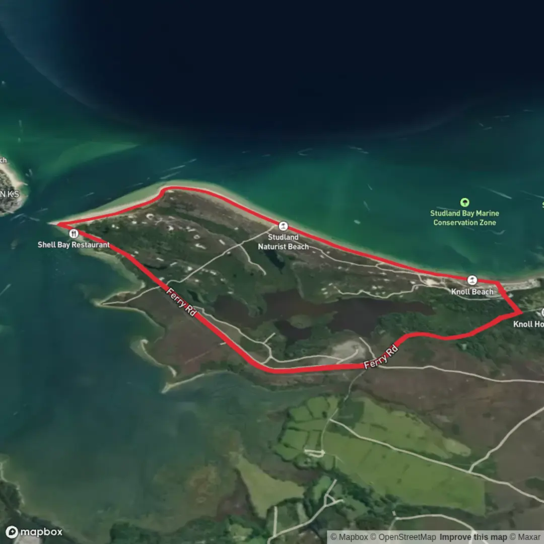An image depicting the trail Studland Heath Dorest Loop and its surrounding area.