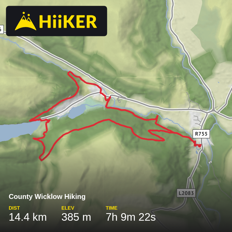 A map preview of the recording County Wicklow Hiking.
