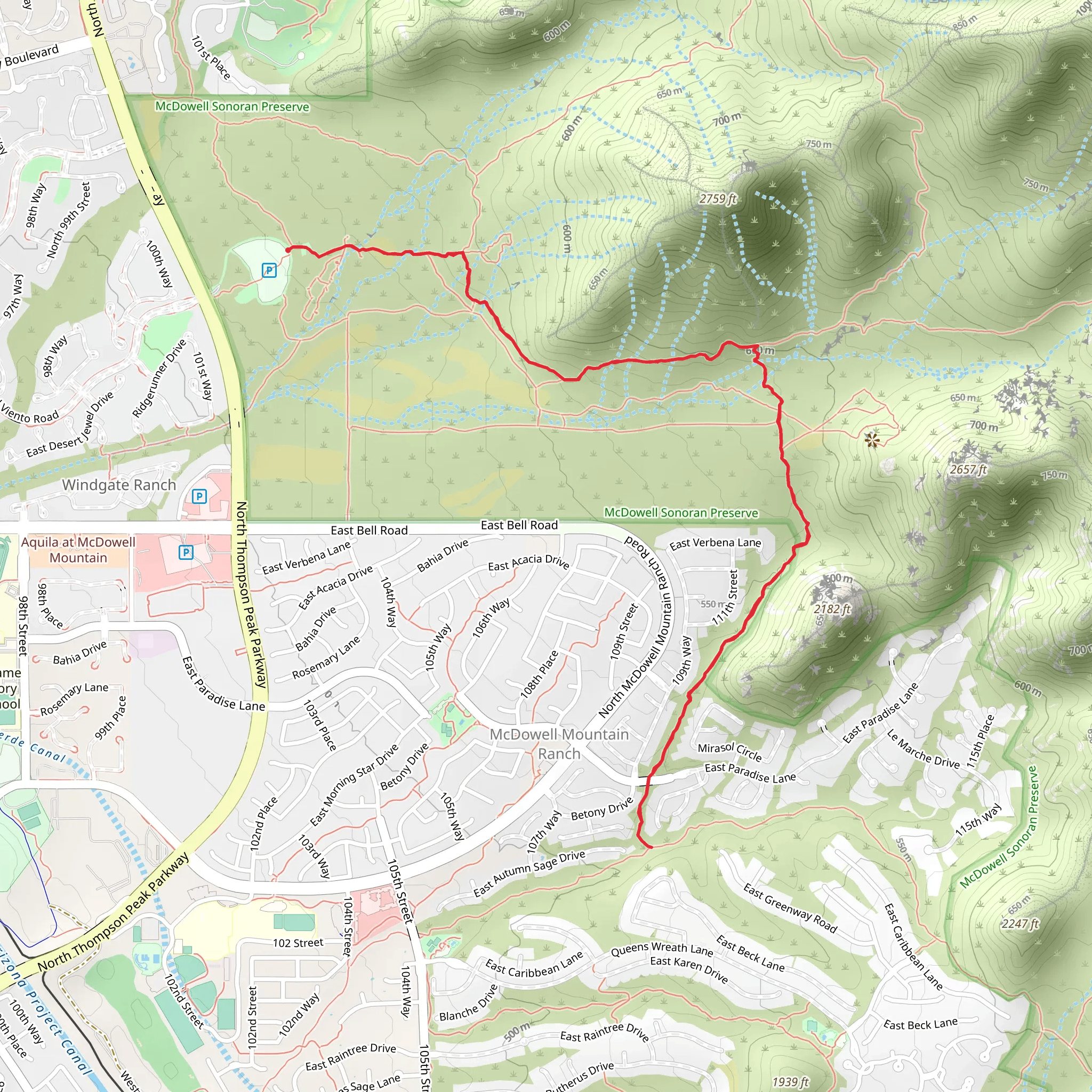 Saguaro and Paradise Trail mobile static map