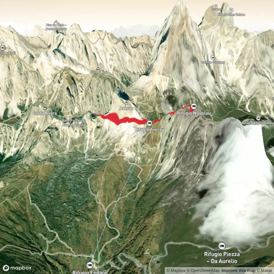 An image depicting the trail Hike 12 - Anello_Rifugi_Averau__Nuvolau__Scoiattoli__Cinque_Torri and its surrounding area.
