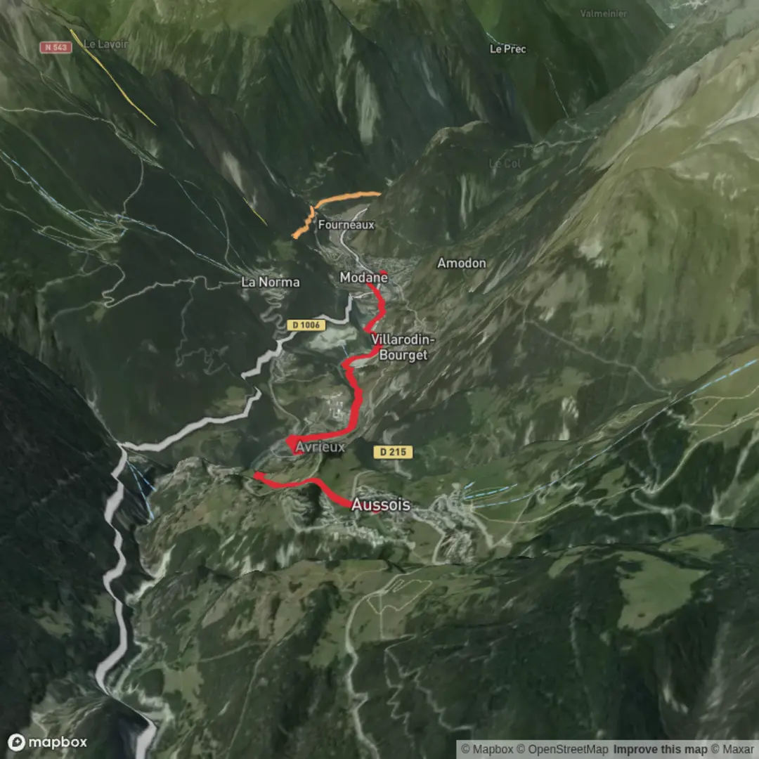 An image depicting the trail Hike from Aussois to Modane and its surrounding area.