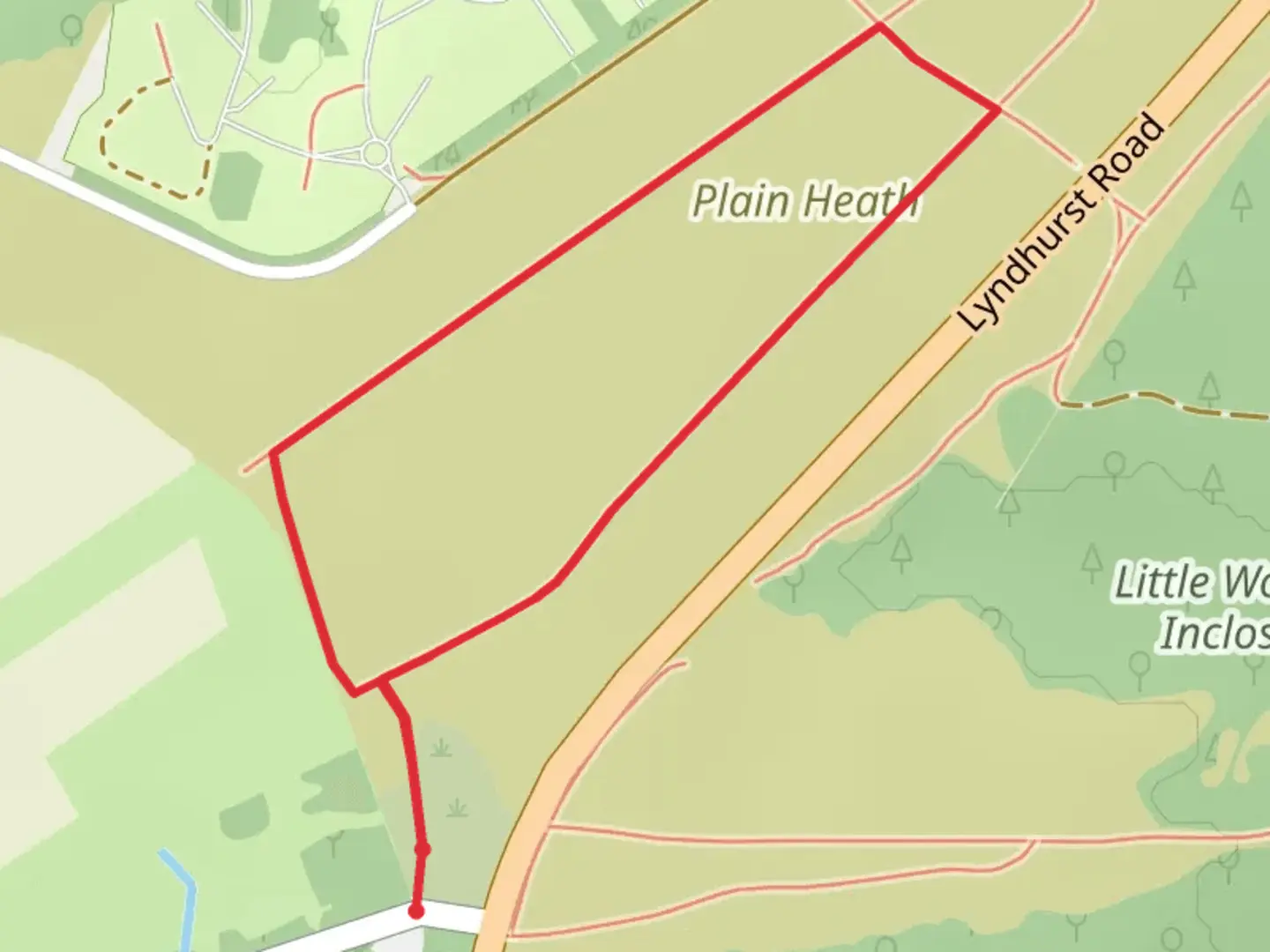 An image depicting the trail Plain Heath Loop and its surrounding area.