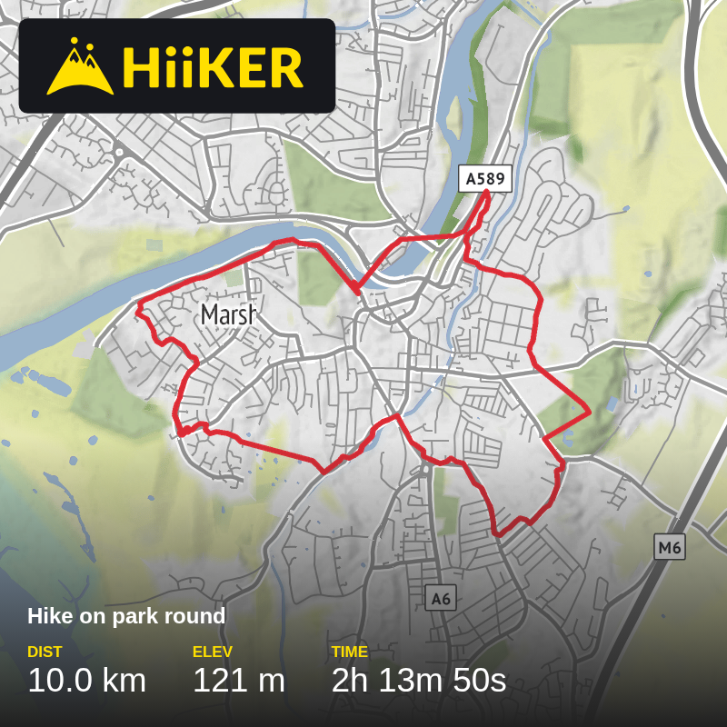 A map preview of the recording Hike on park round.