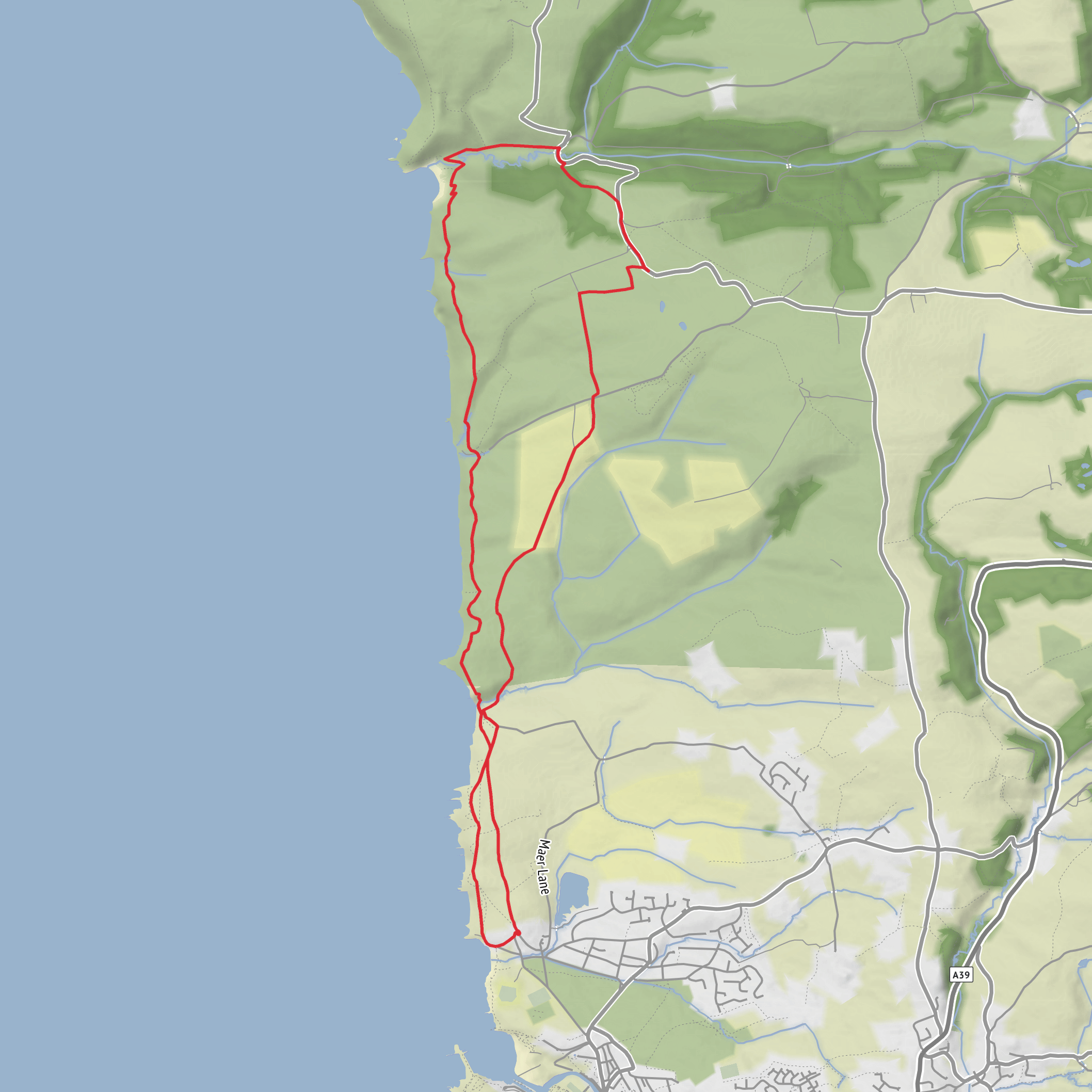 Maer Down, Menachurch Point and Warren Point Loop mobile static map