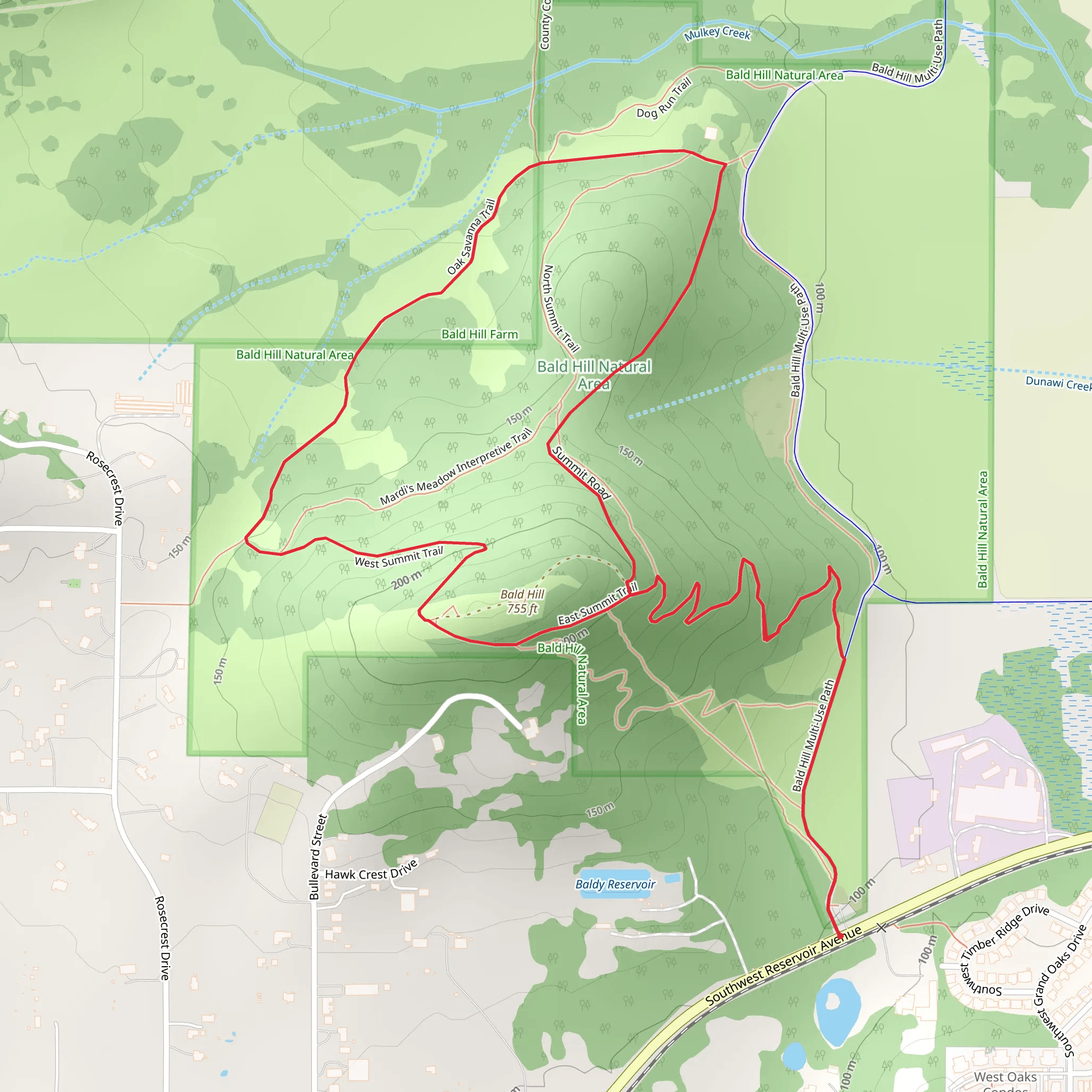 Bald Hill and Oak Savanna Loop Trail mobile static map