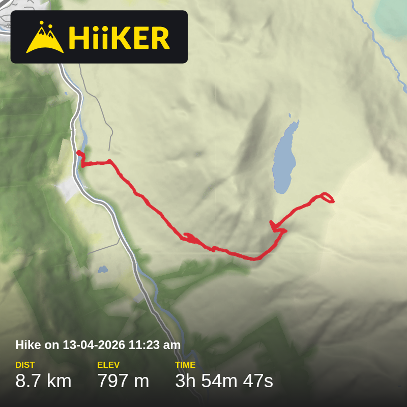A map preview of the recording Hike on 13-04-2026 11:23 am.