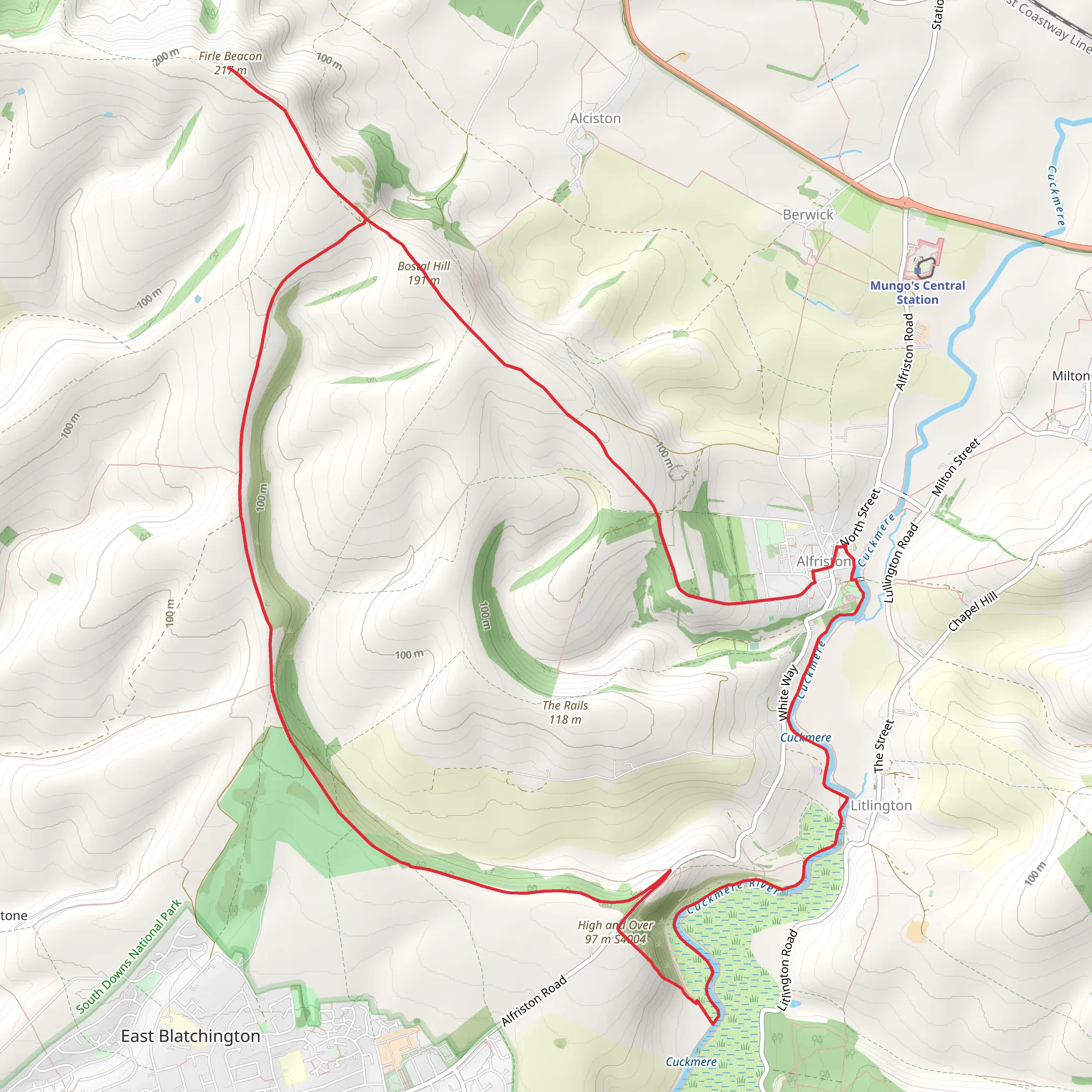 Firle Beacon and Cuckmere Valley mobile static map
