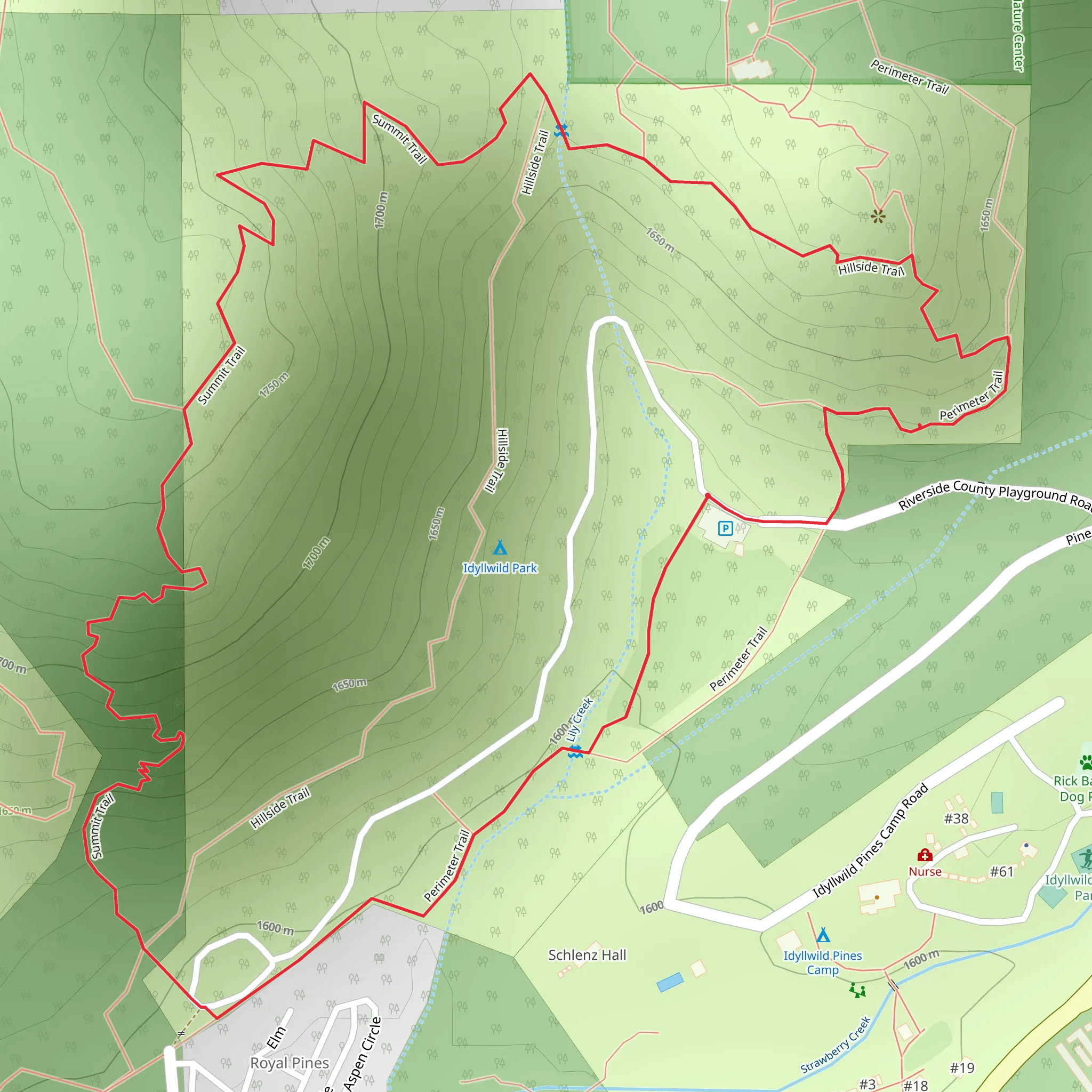 Perimeter and Hillside Loop Trail mobile static map