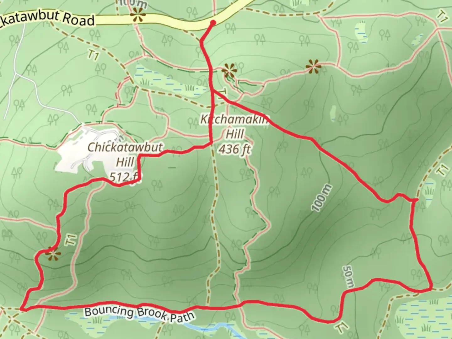 An image depicting the trail Nahanton Hill, Kitchamakin Hill and Fenno Peak Loop Trail and its surrounding area.