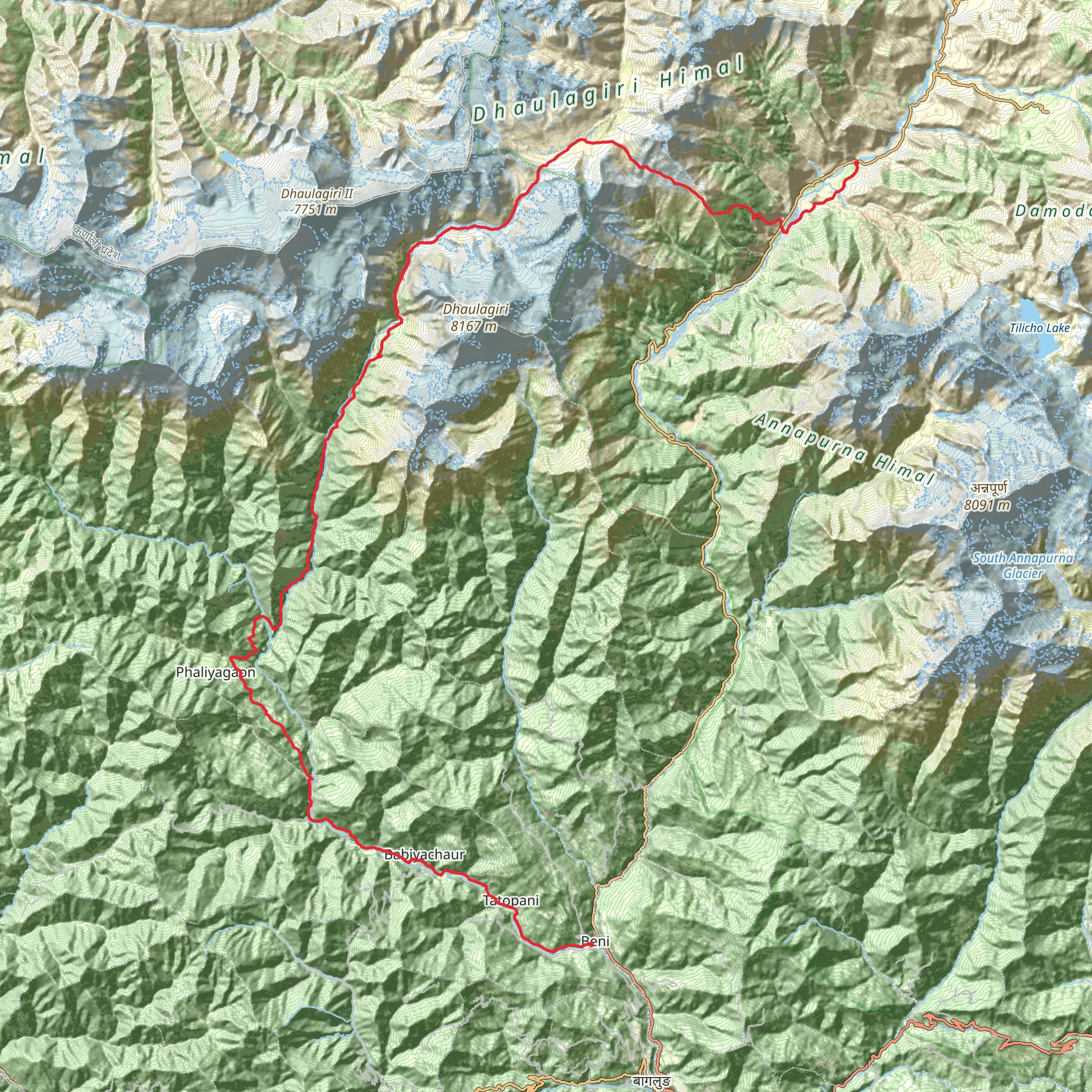 Dhaulagiri Trek mobile static map