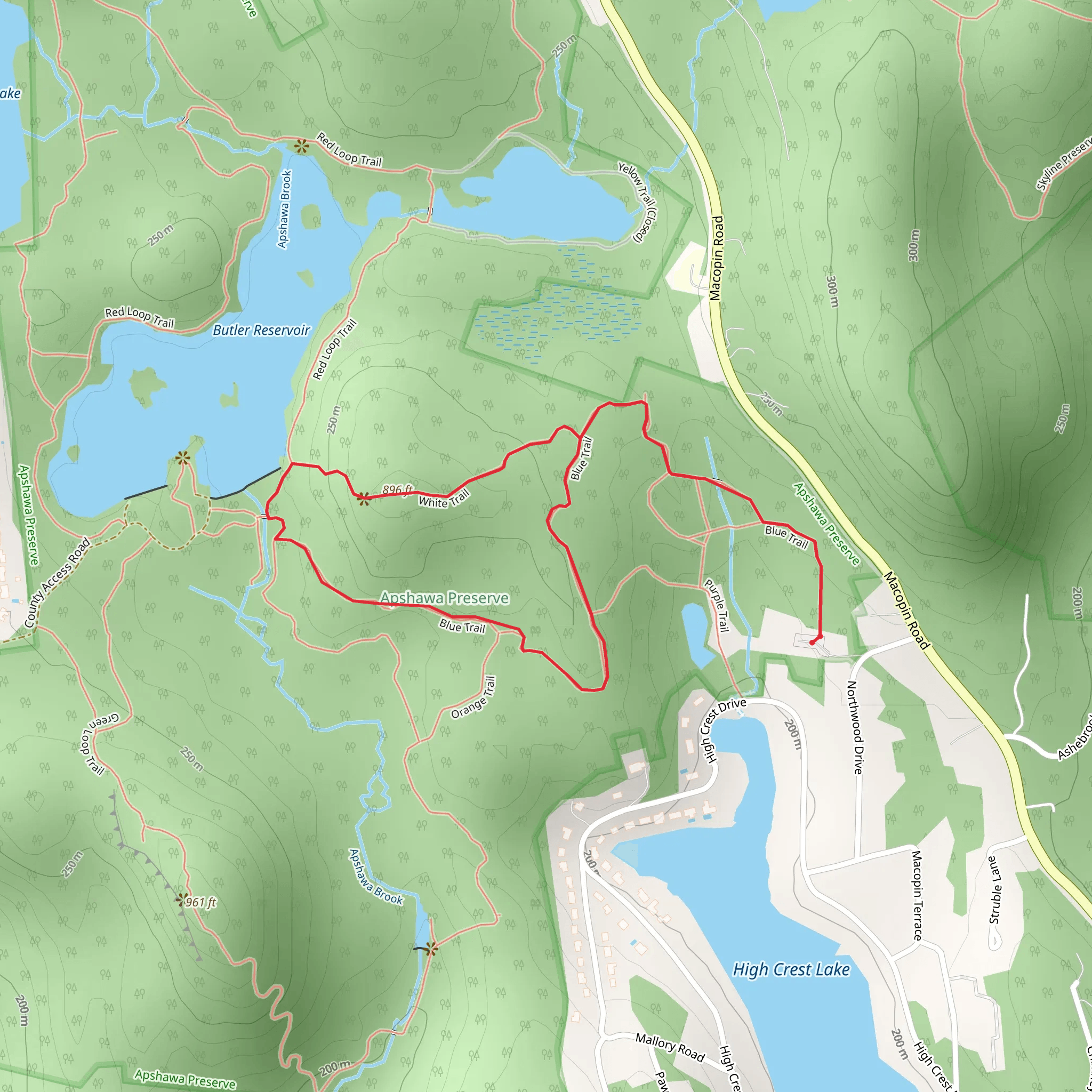 White and Blue Loop Trail mobile static map