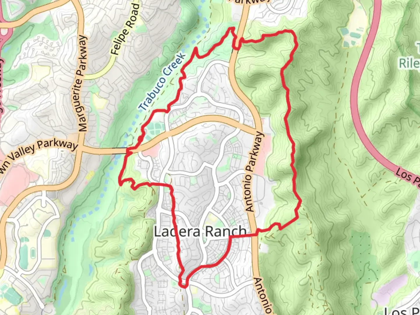 An image depicting the trail Waterworks Jump and Cherry Plunge Park Loop and its surrounding area.