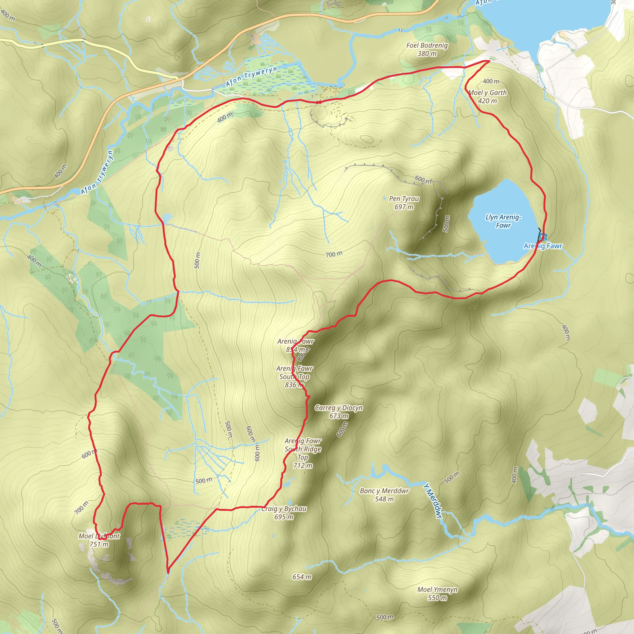 Arenig Fawr and Moel Llyfnant (37) mobile static map