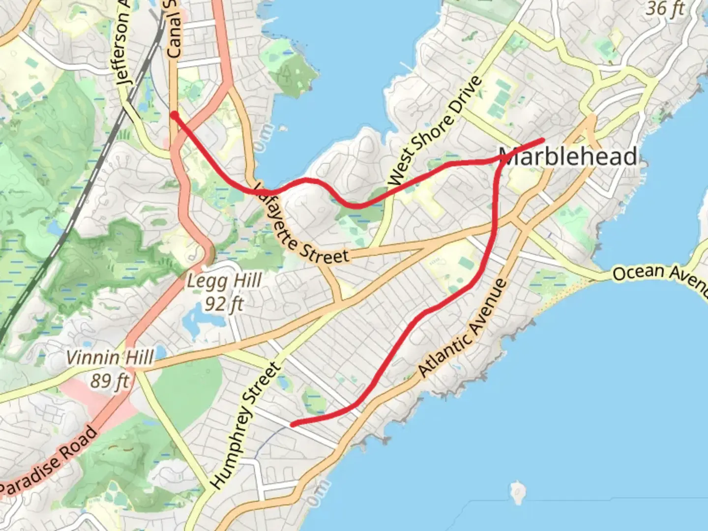 An image depicting the trail Marblehead Rail Trail and its surrounding area.