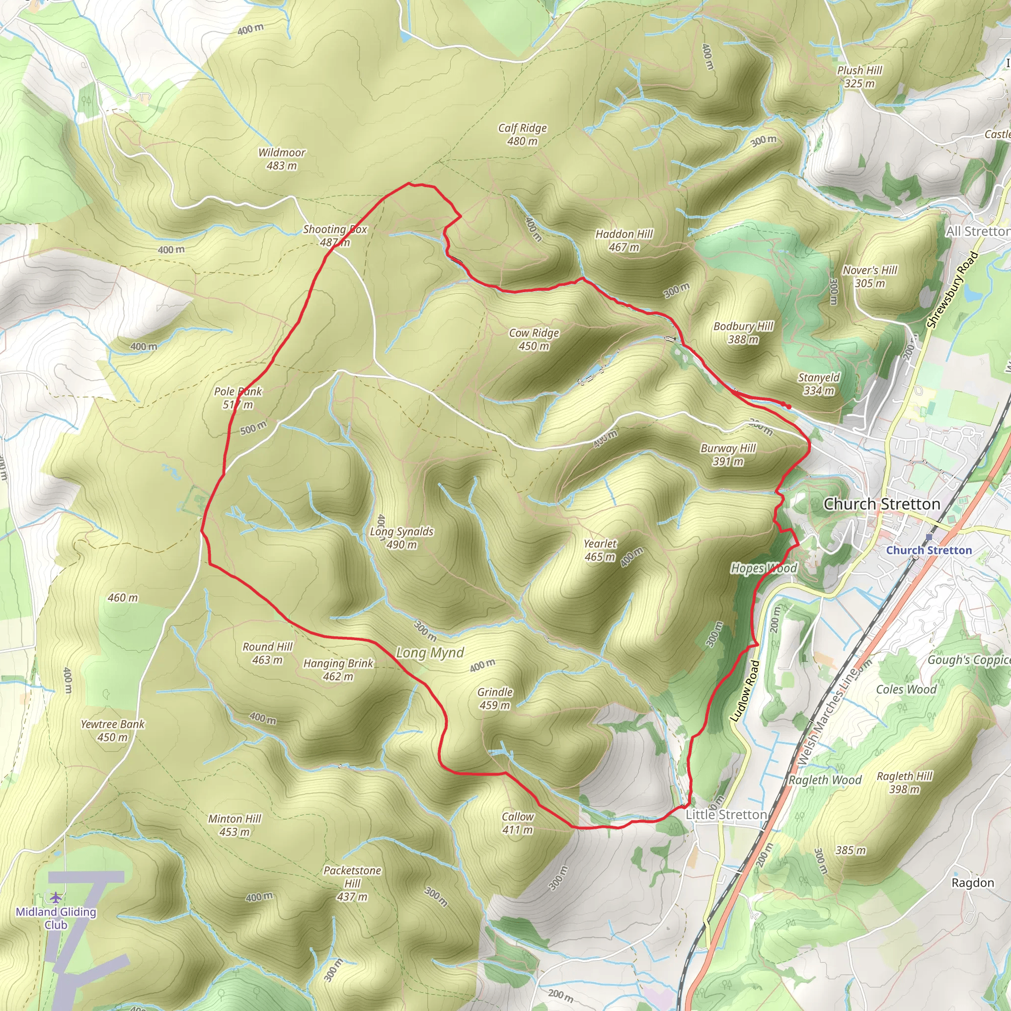 Church Stretton and Little Stretton Circular Path mobile static map