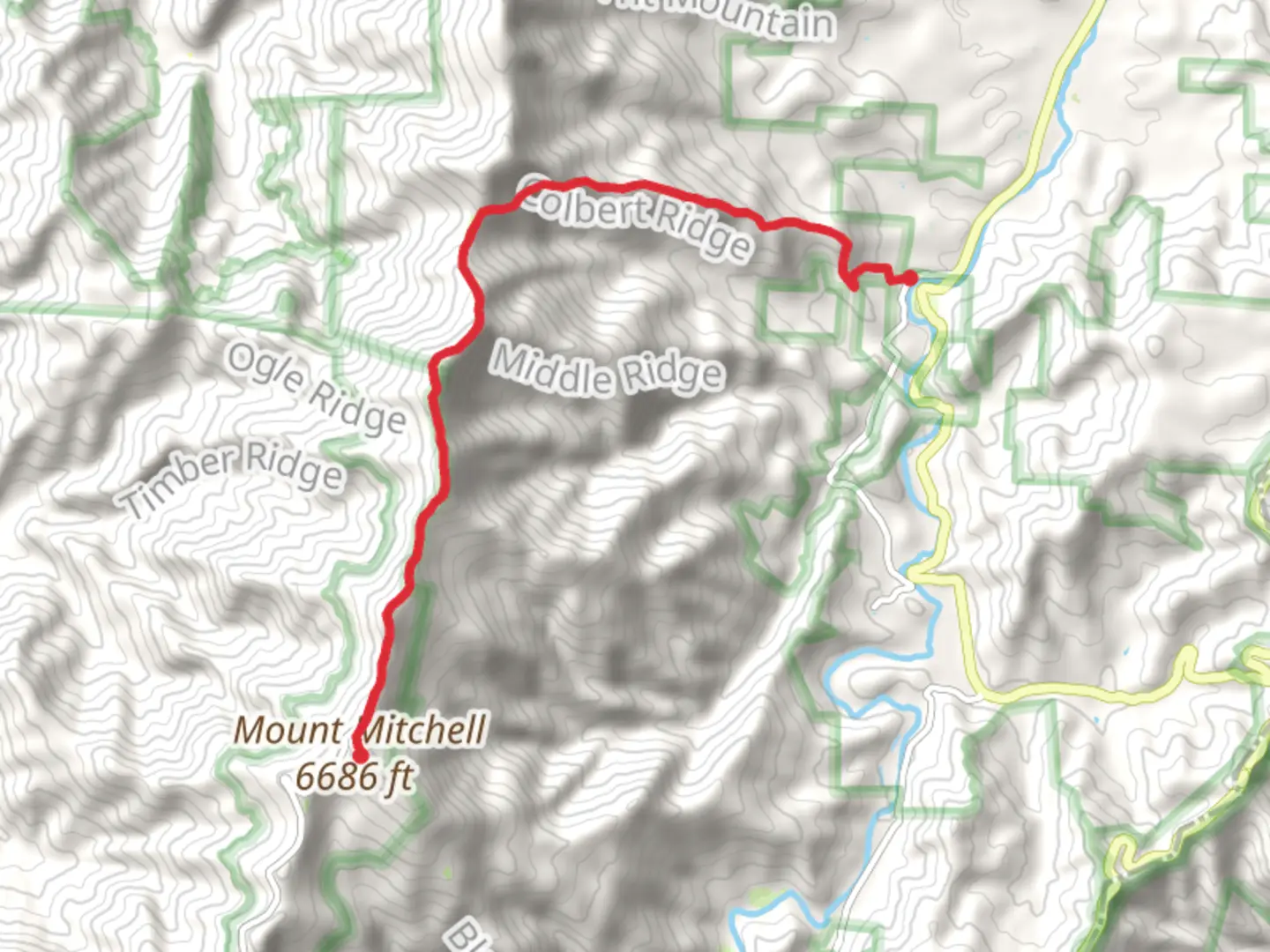 An image depicting the trail Cattail Peak, Balsam Cone, Mount Craig and Mount Mitchell via Deep Gap Trail and its surrounding area.