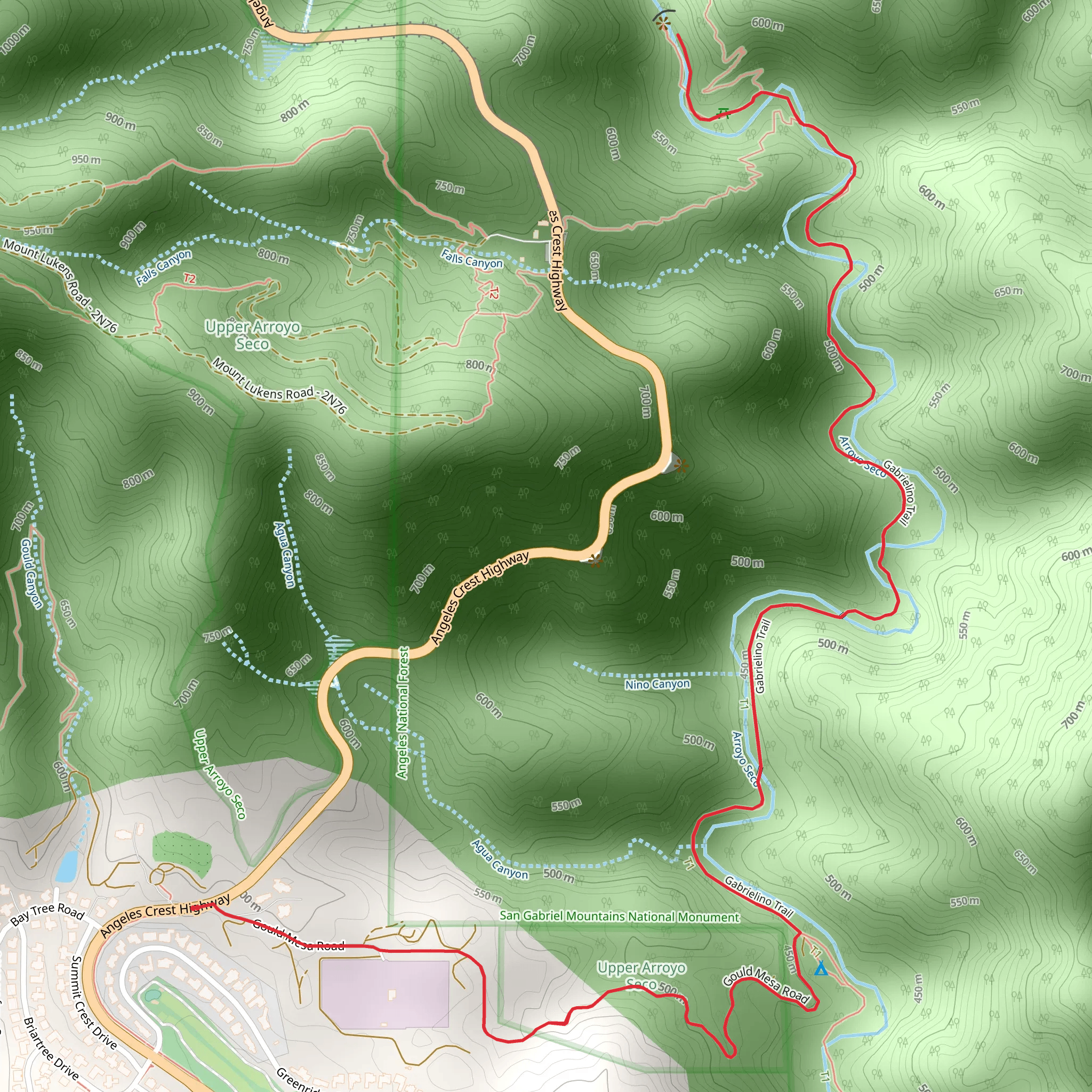 Arroyo Seco - Gabrielino Trail mobile static map