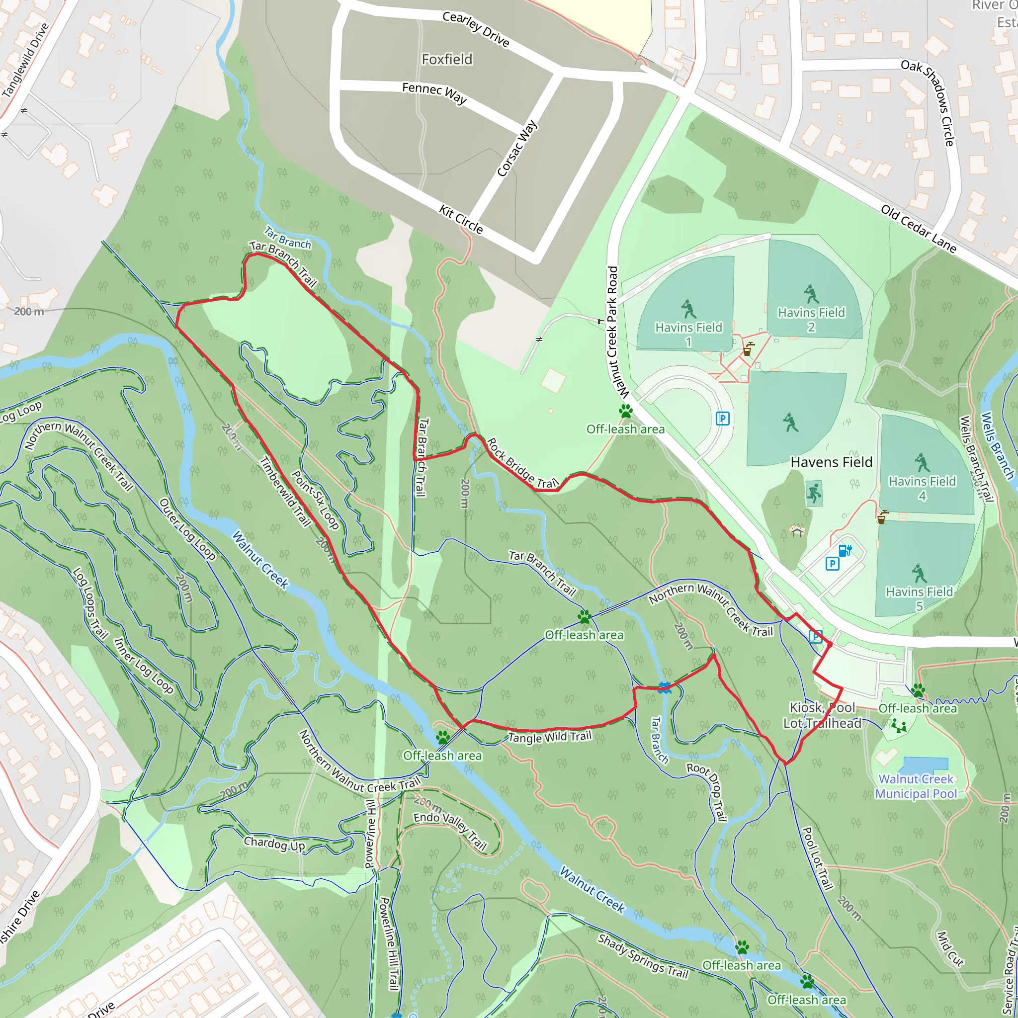 Walnut Creek Metropolitan Park Loop mobile static map