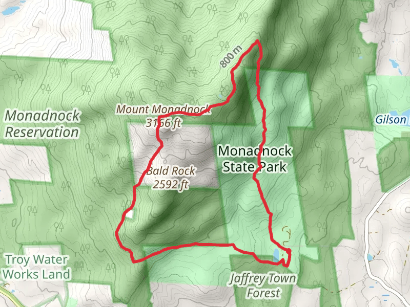 Parker Trail, Mount Monadnock and cascade Link Loop Trail