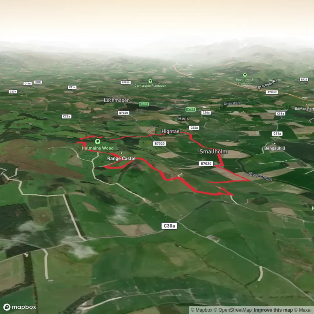 An image depicting the trail Hightae annandale way circular and its surrounding area.