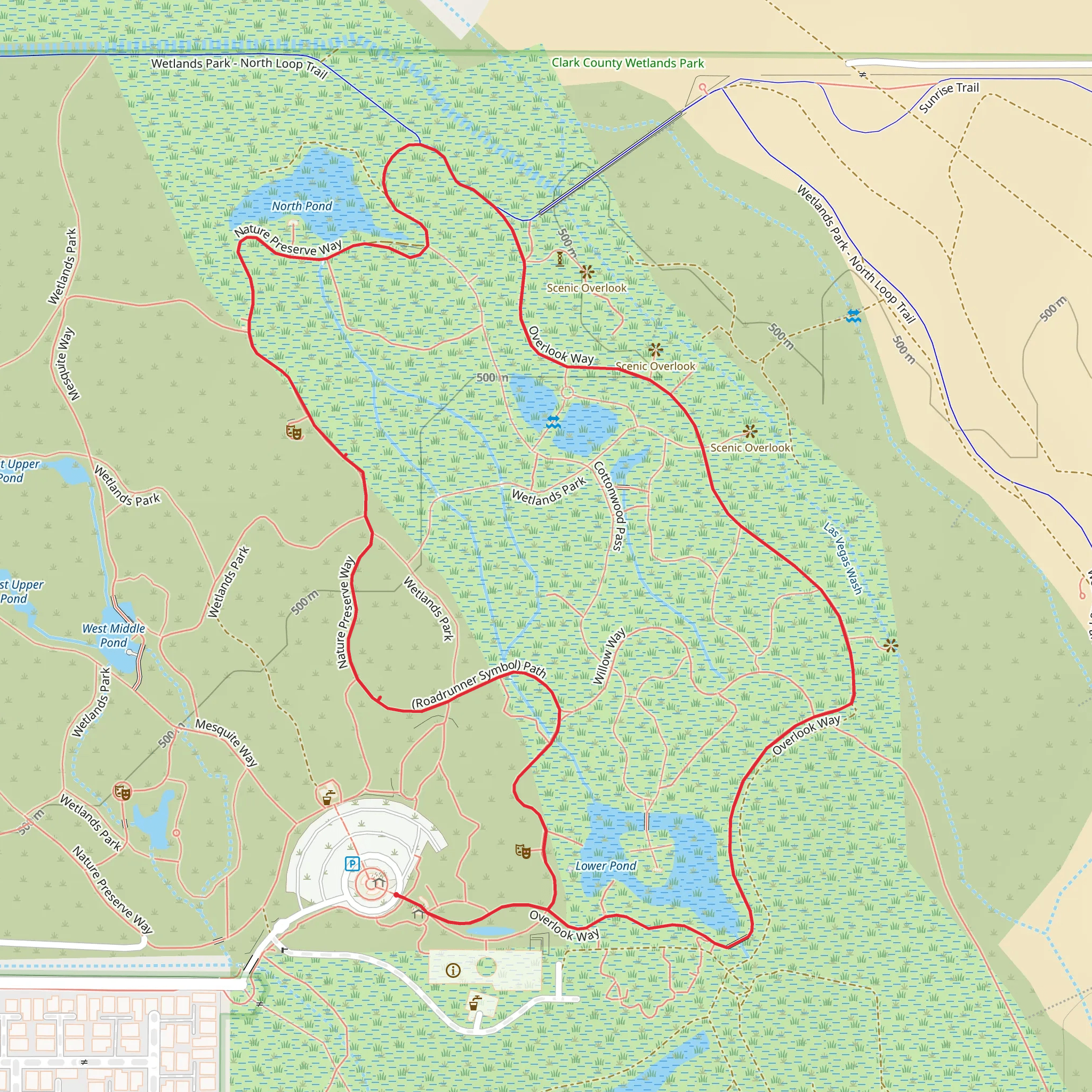Overlook Way, Nature Preserve Way and Roadrunner Symbol Path Loop mobile static map