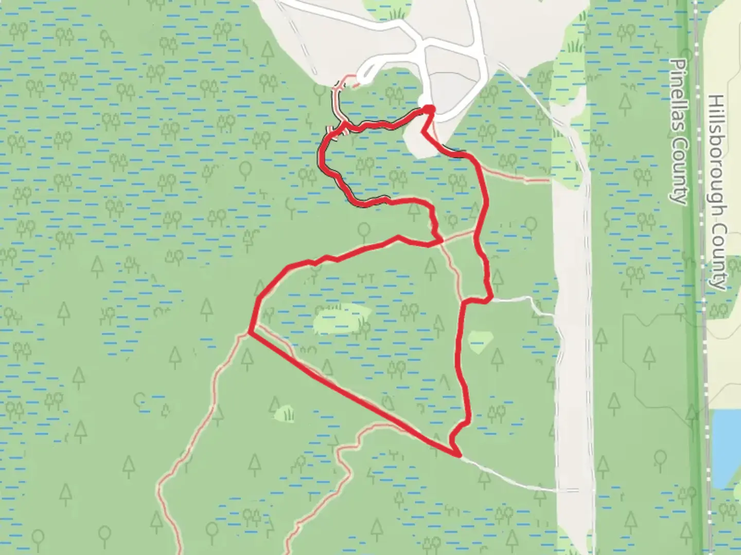 An image depicting the trail Brooker Creek Preserve Short Loop Trail and its surrounding area.