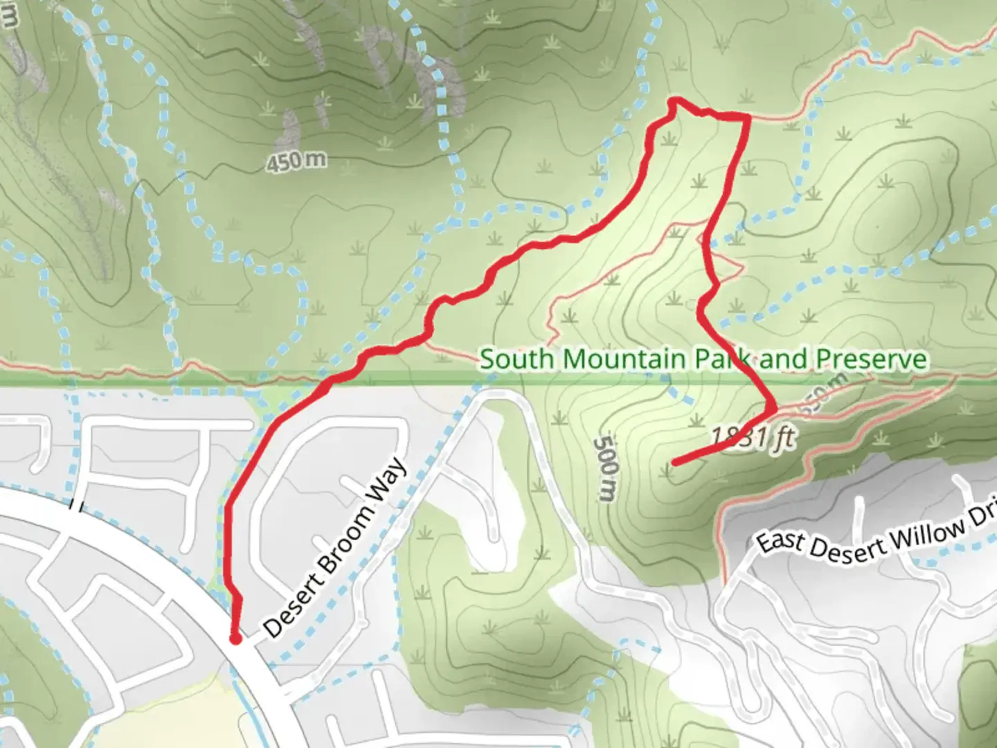 An image depicting the trail Desert Classic and Helipad and its surrounding area.