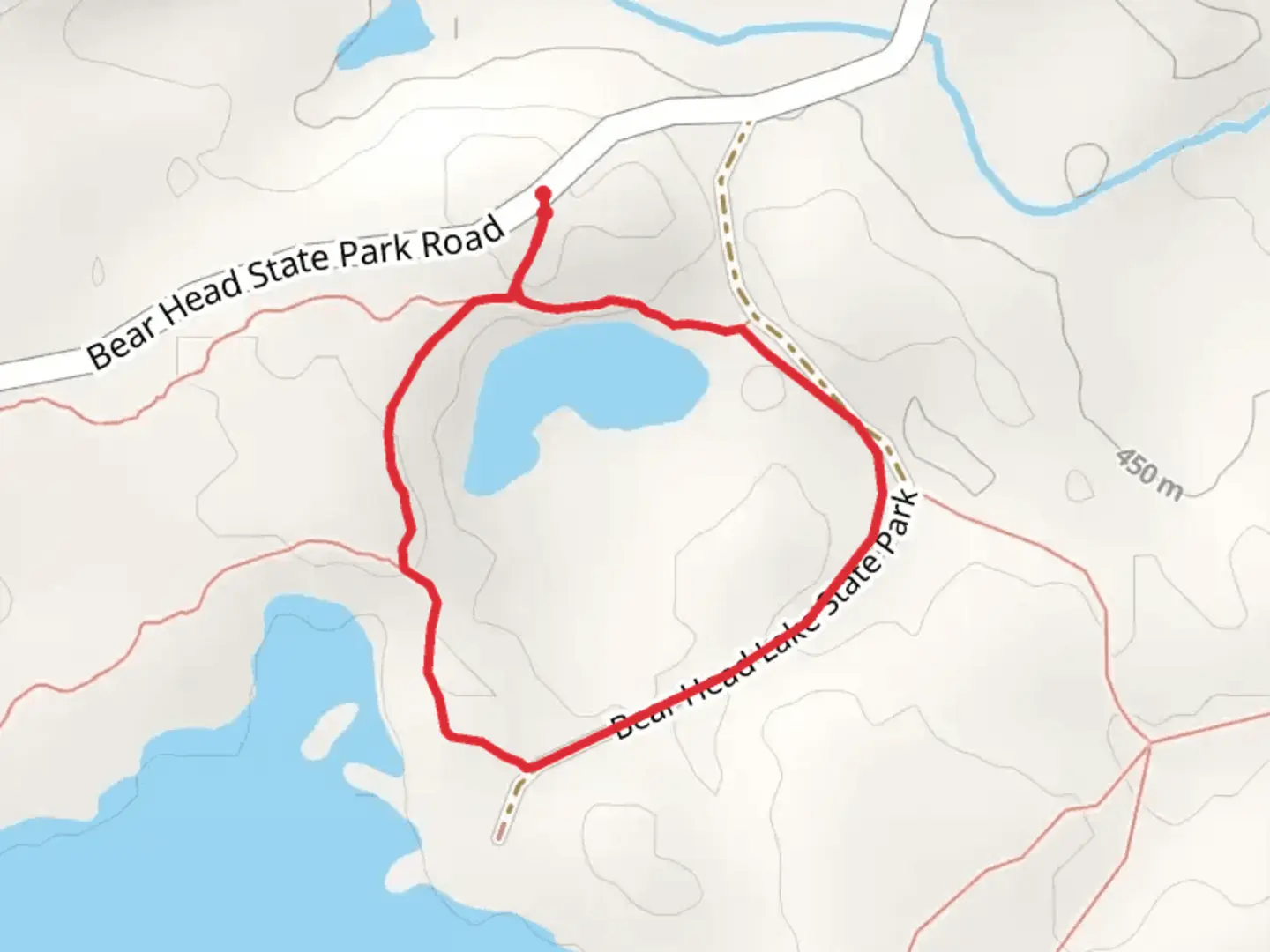An image depicting the trail Bear Head State Park Road Loop and its surrounding area.
