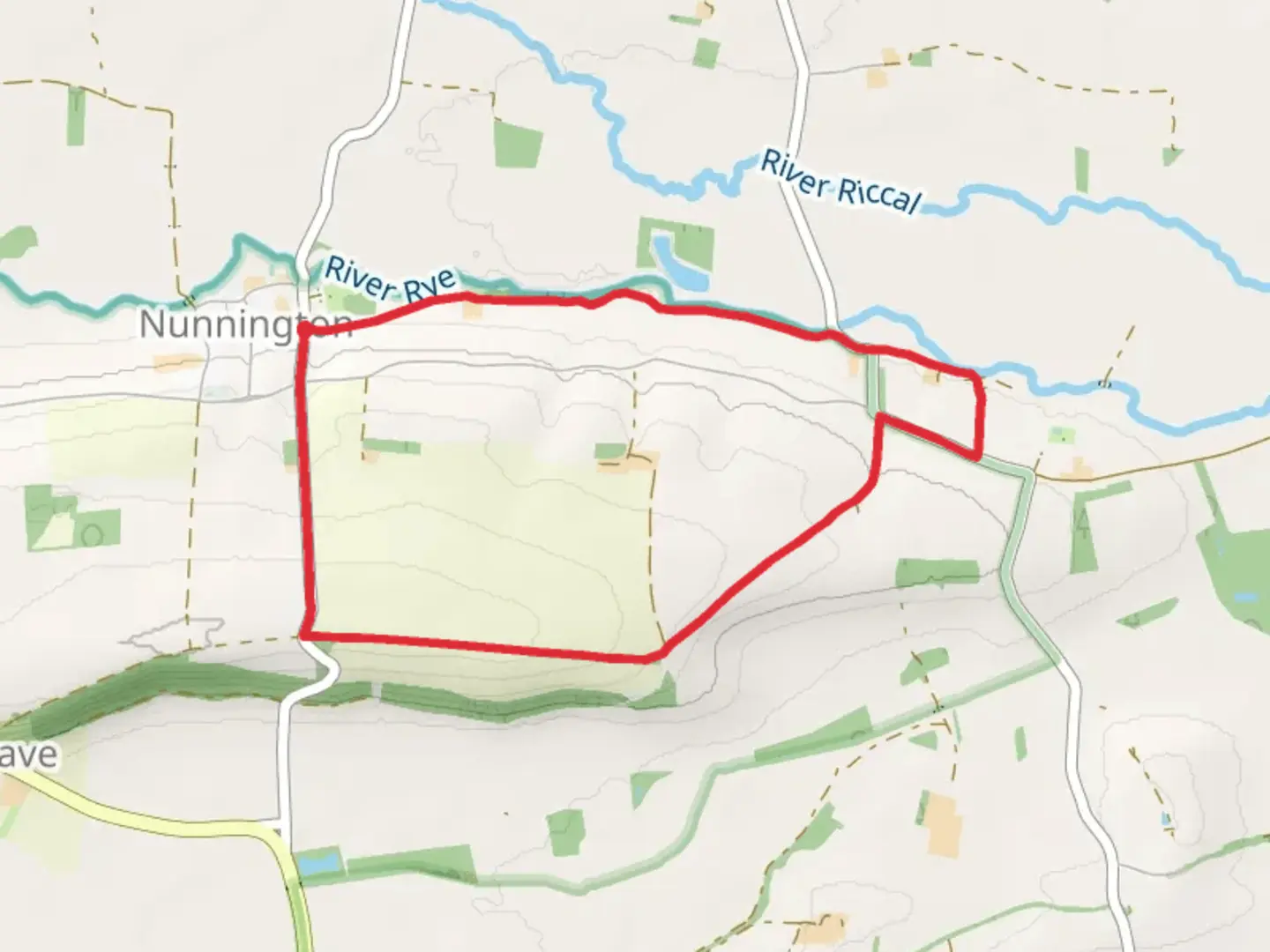 An image depicting the trail Nunnington to West Ness Loop and its surrounding area.