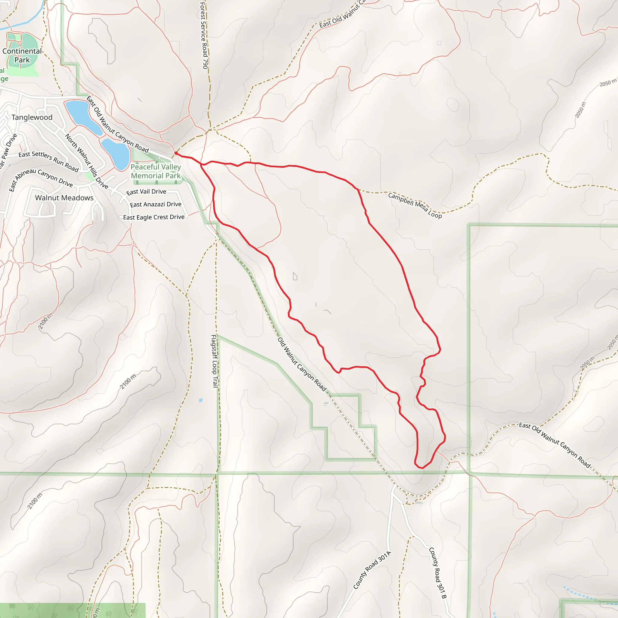 Walnut Meadows and Sinagua Loop mobile static map