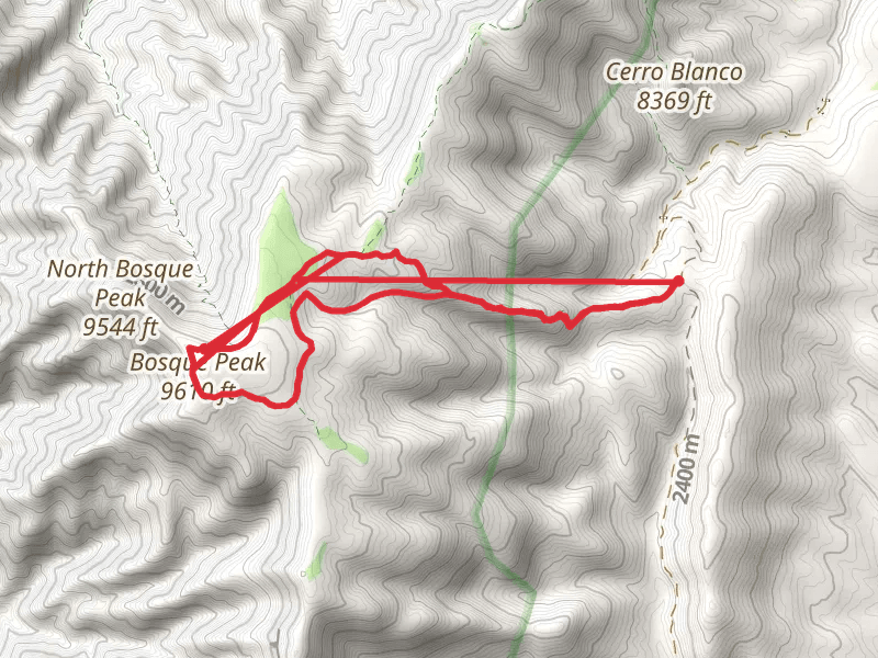 Bosque Peak via Bosque Trail and Old Bosque Trail