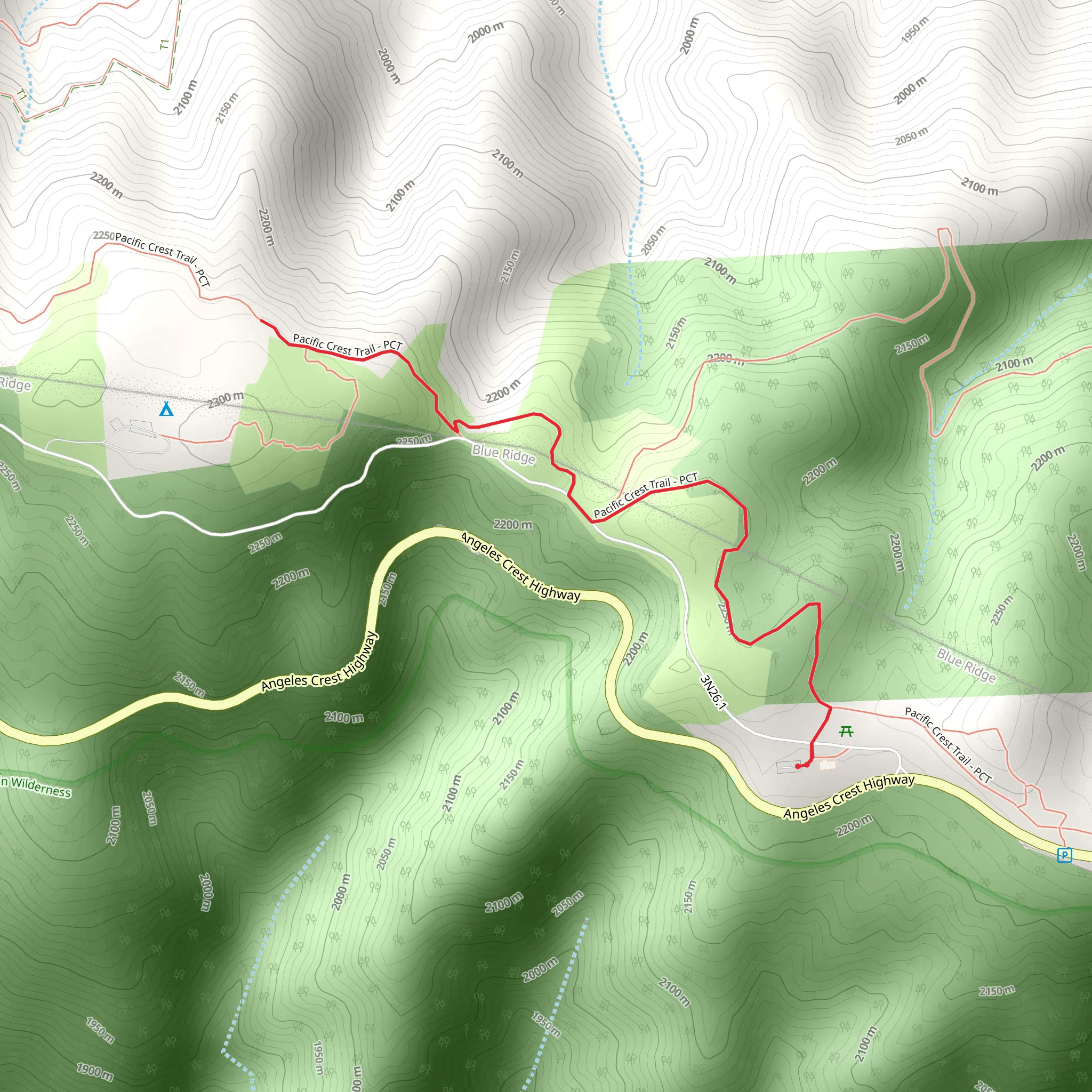 Grassy Hollow and PCT mobile static map