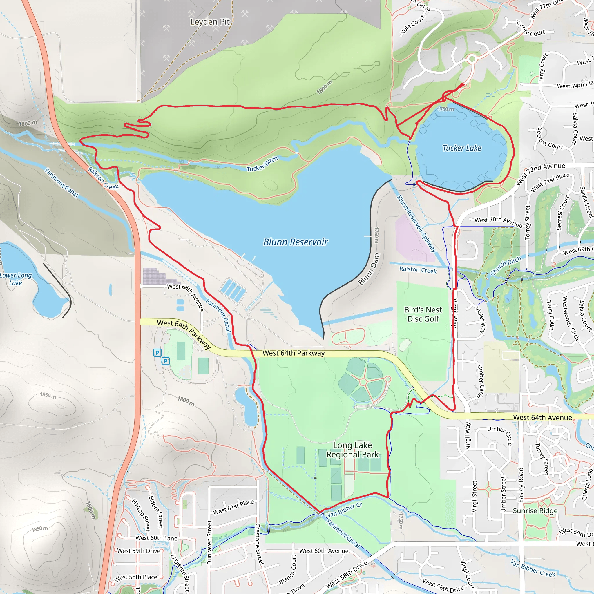 Tucker Lake and Blunn Reservoir Loop mobile static map