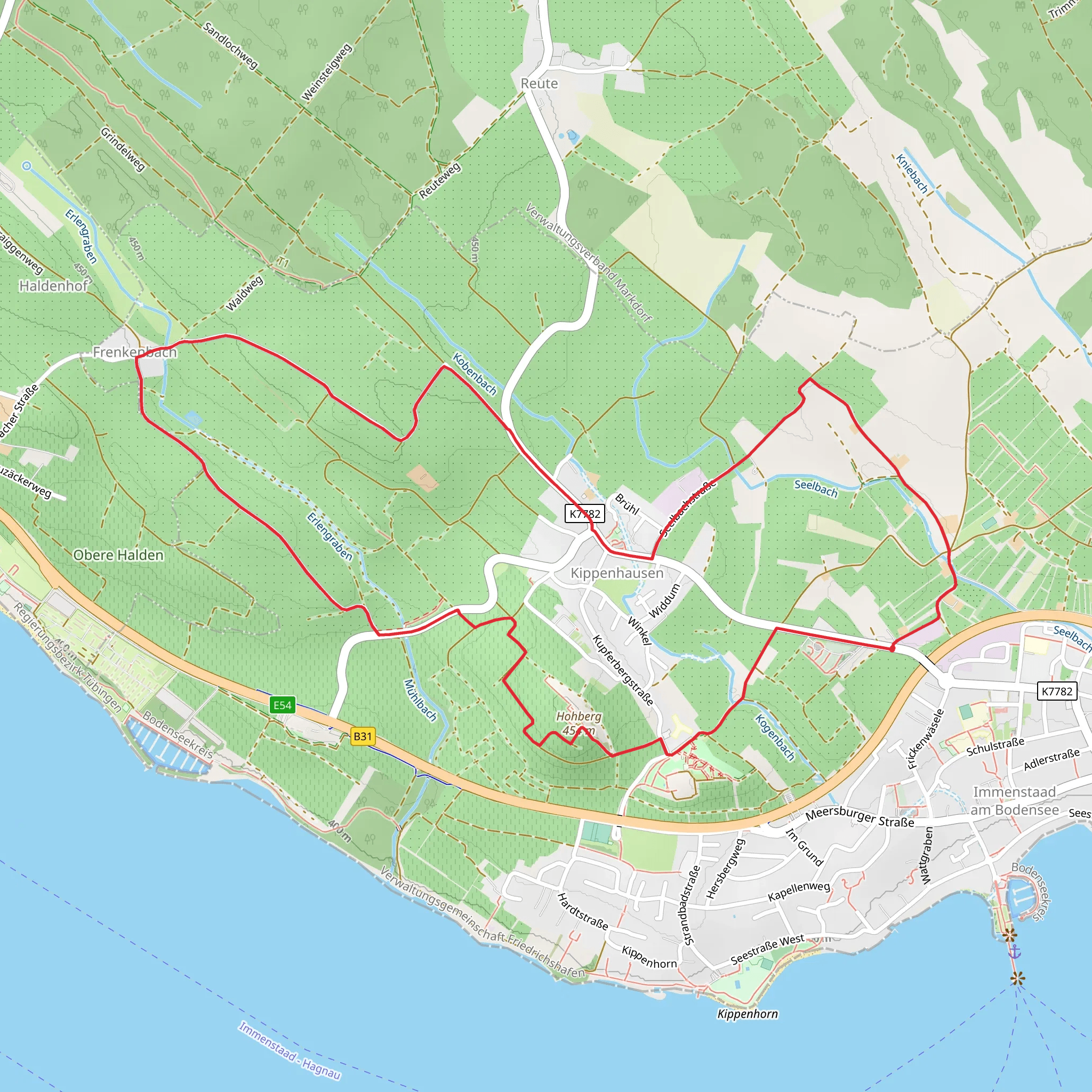 Hohberg via Apfel und Weinspazierweg Immenstaad mobile static map