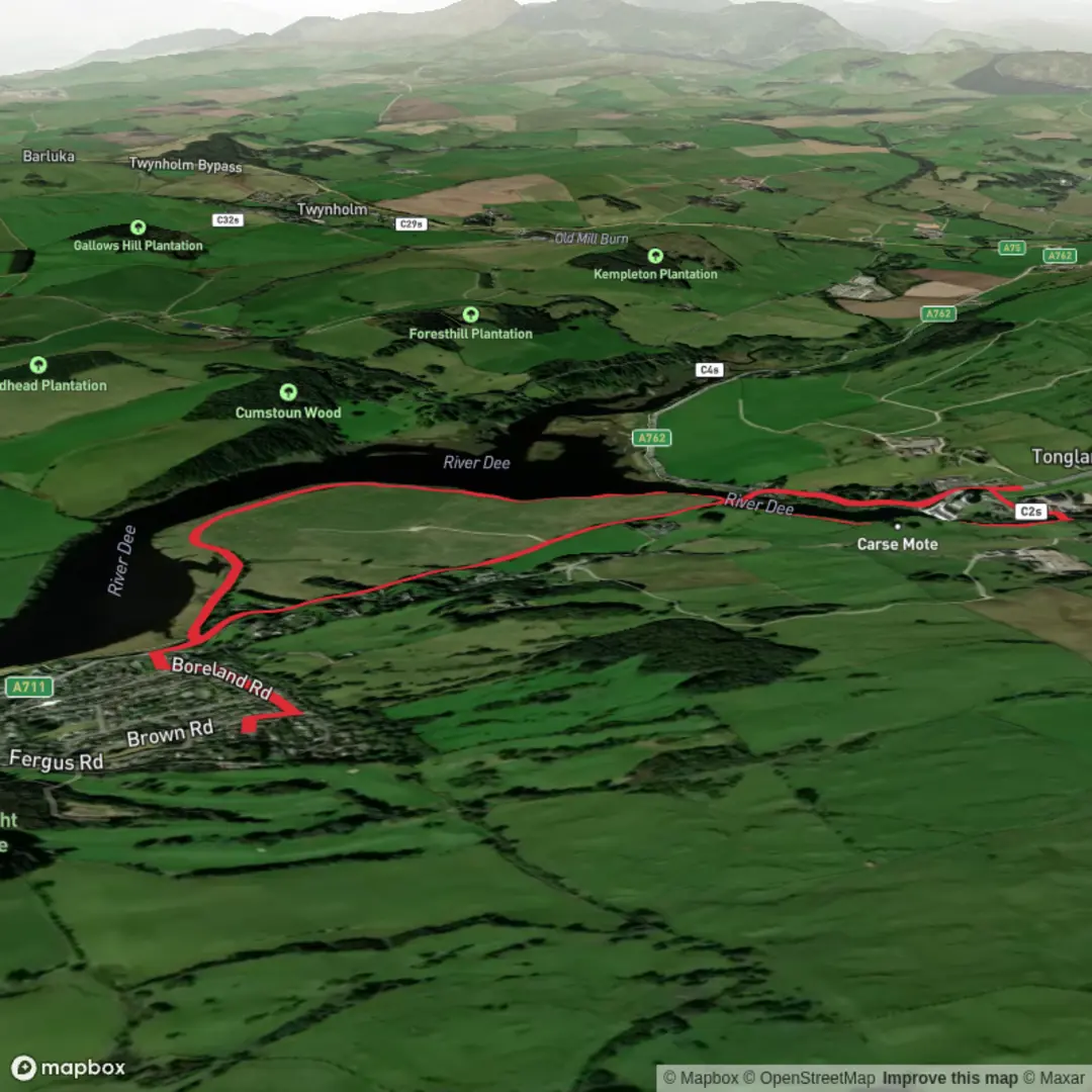 An image depicting the trail New River Path to Tongland and its surrounding area.