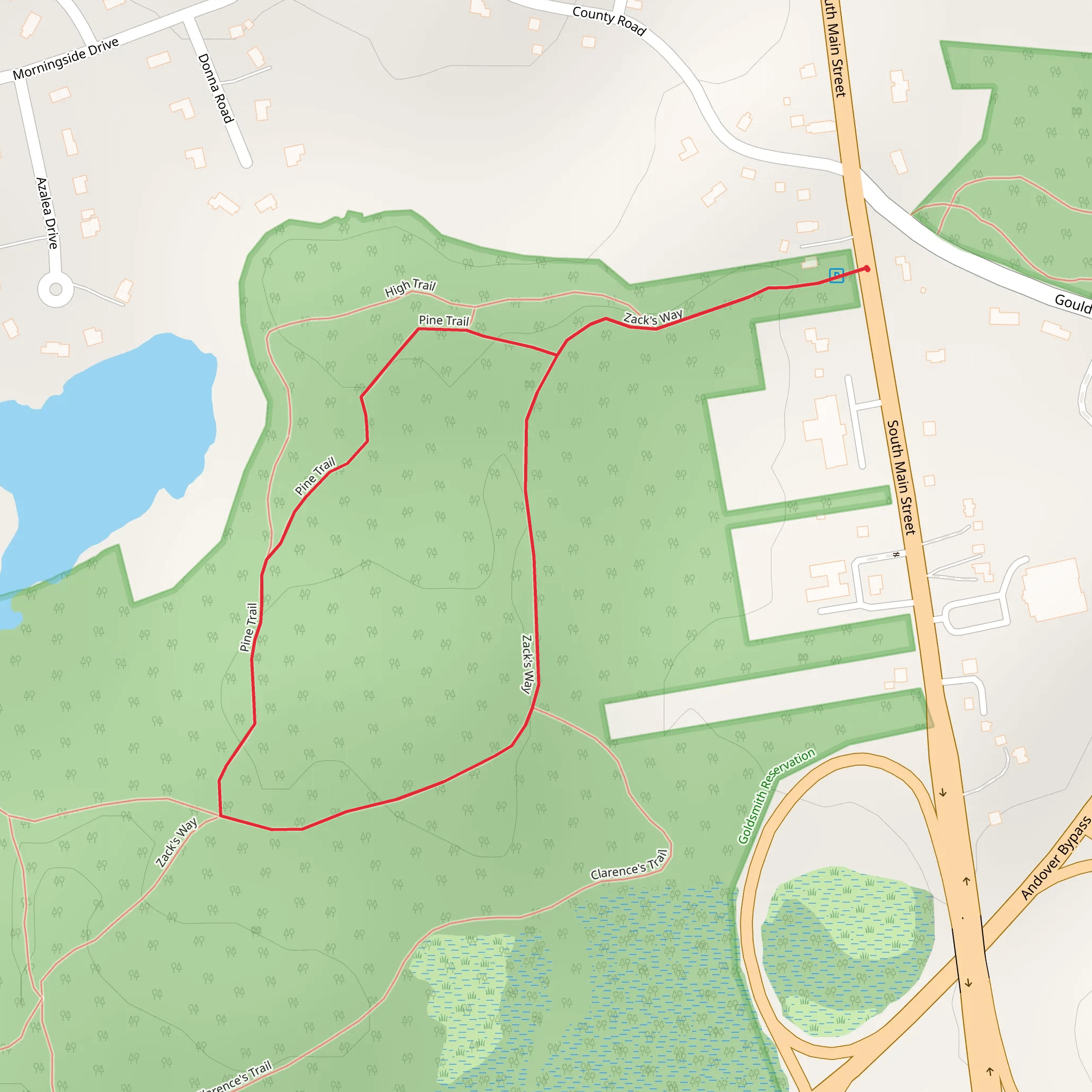 Pine Trail Loop via South Main Street mobile static map