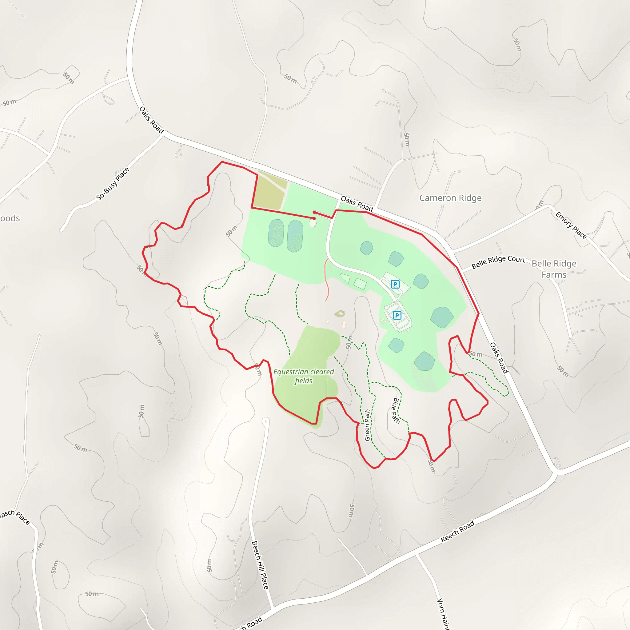 Oak Ridge Park and Blue Path Loop mobile static map
