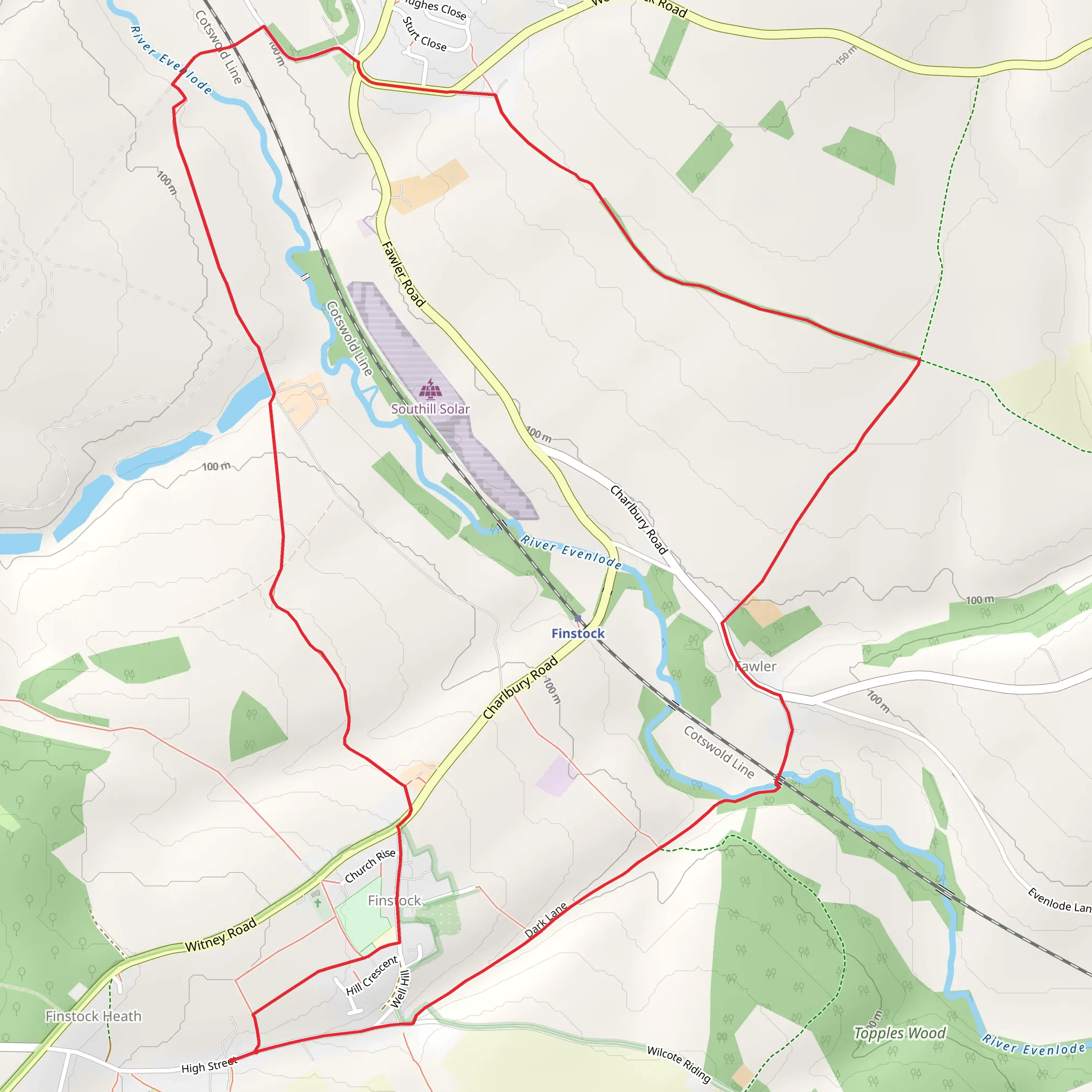 Finstock Country Park and Fawler Country Park Loop mobile static map