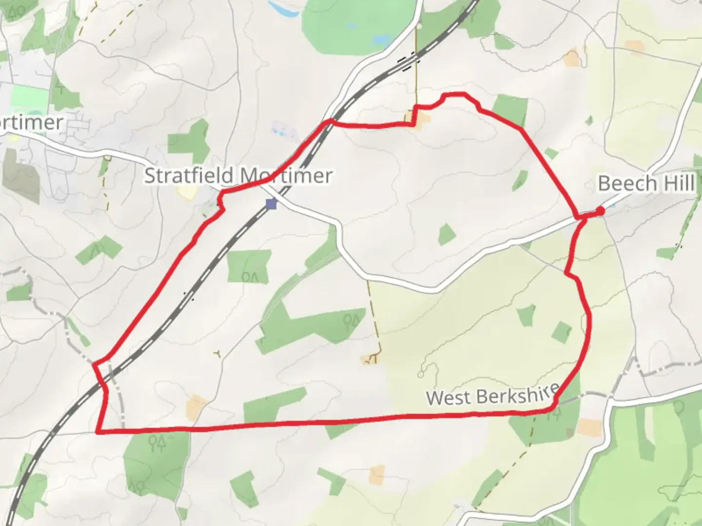 An image depicting the trail Stratfield Mortimer Country Park Loop and its surrounding area.