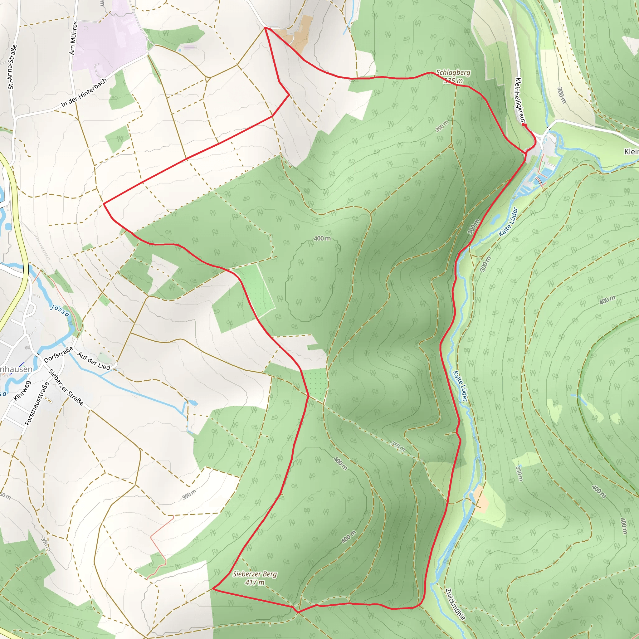Schlagberg via Bonifatiusroute and Extratour Muehlentour mobile static map
