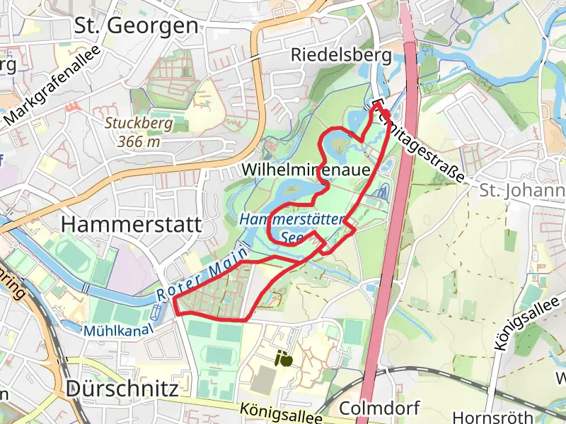 Wilhelminenaue, Hammerstatter See and Kleingartenanlage Am Flößanger Loop