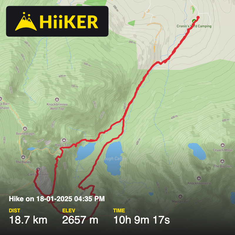 A map preview of the recording Hike on 18-01-2025 04:35 PM.