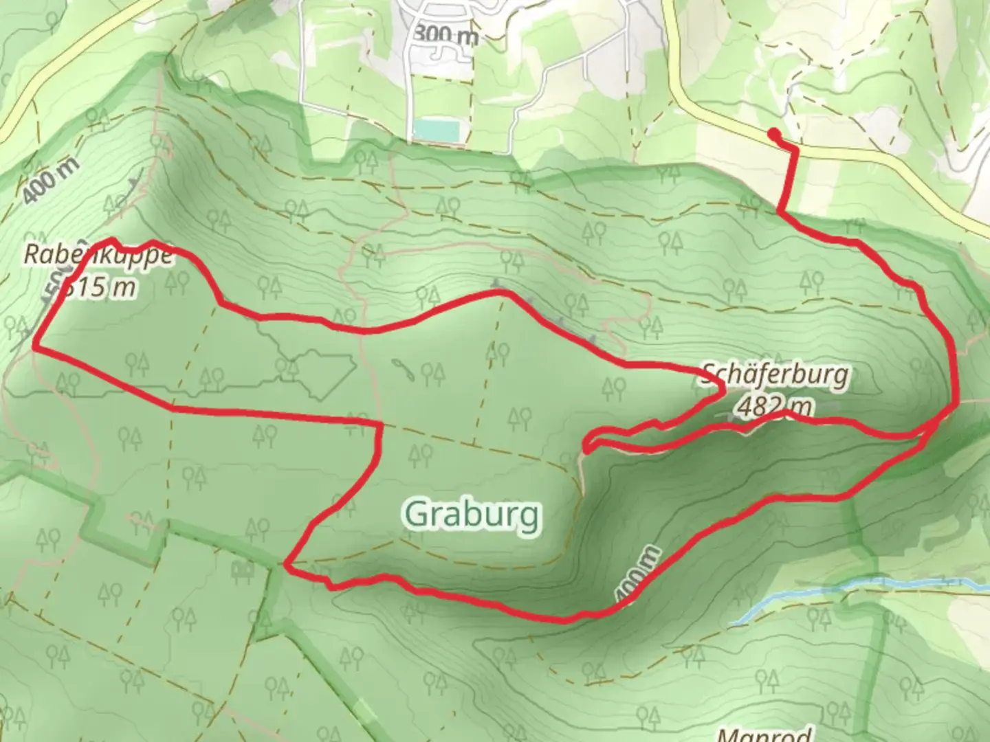 An image depicting the trail Hessenweg 8 and Koenigental and its surrounding area.