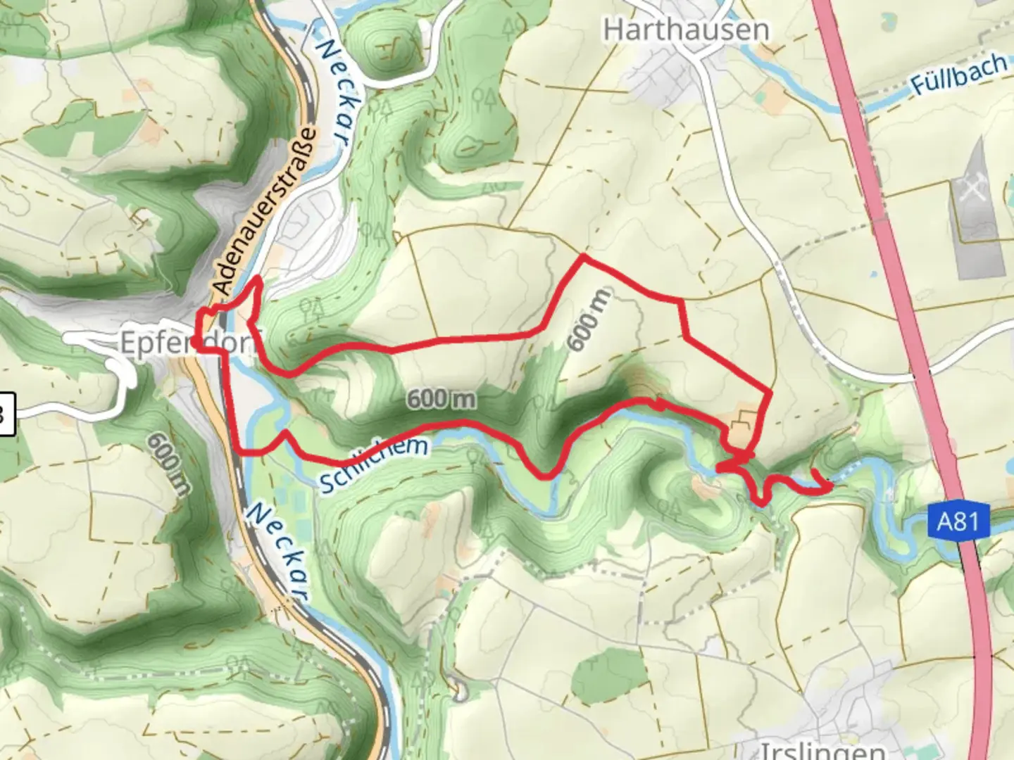 An image depicting the trail Schlichem via Schlichemklammweg and its surrounding area.