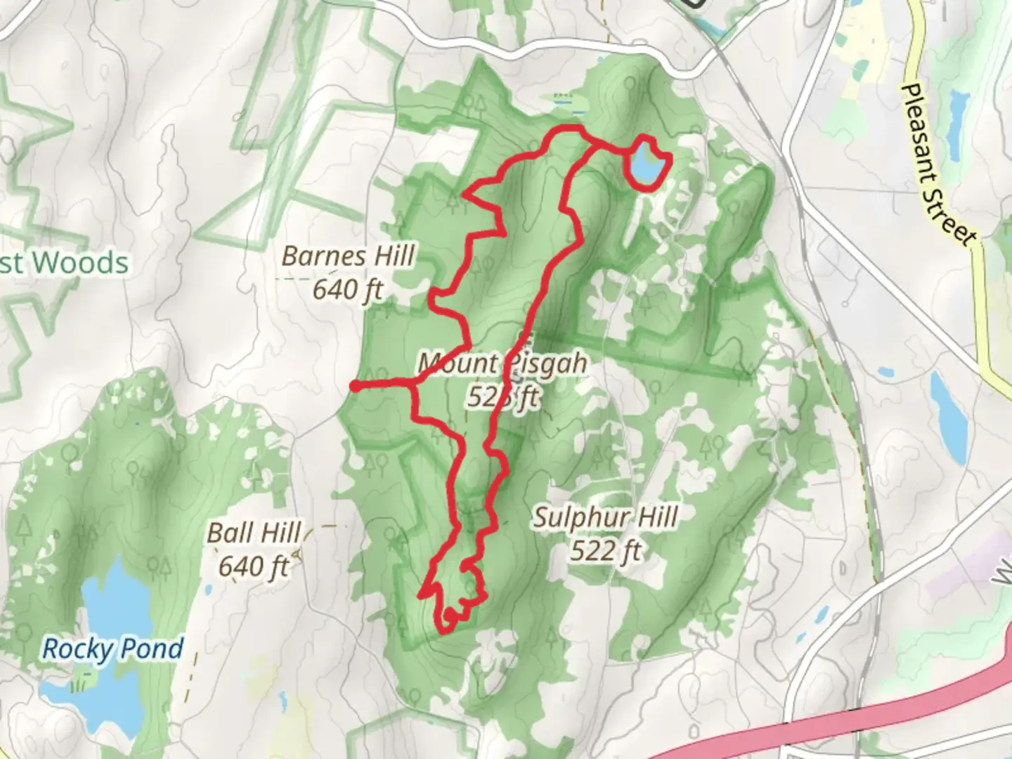 An image depicting the trail Mount Pisgah Loop from Smith Road and its surrounding area.
