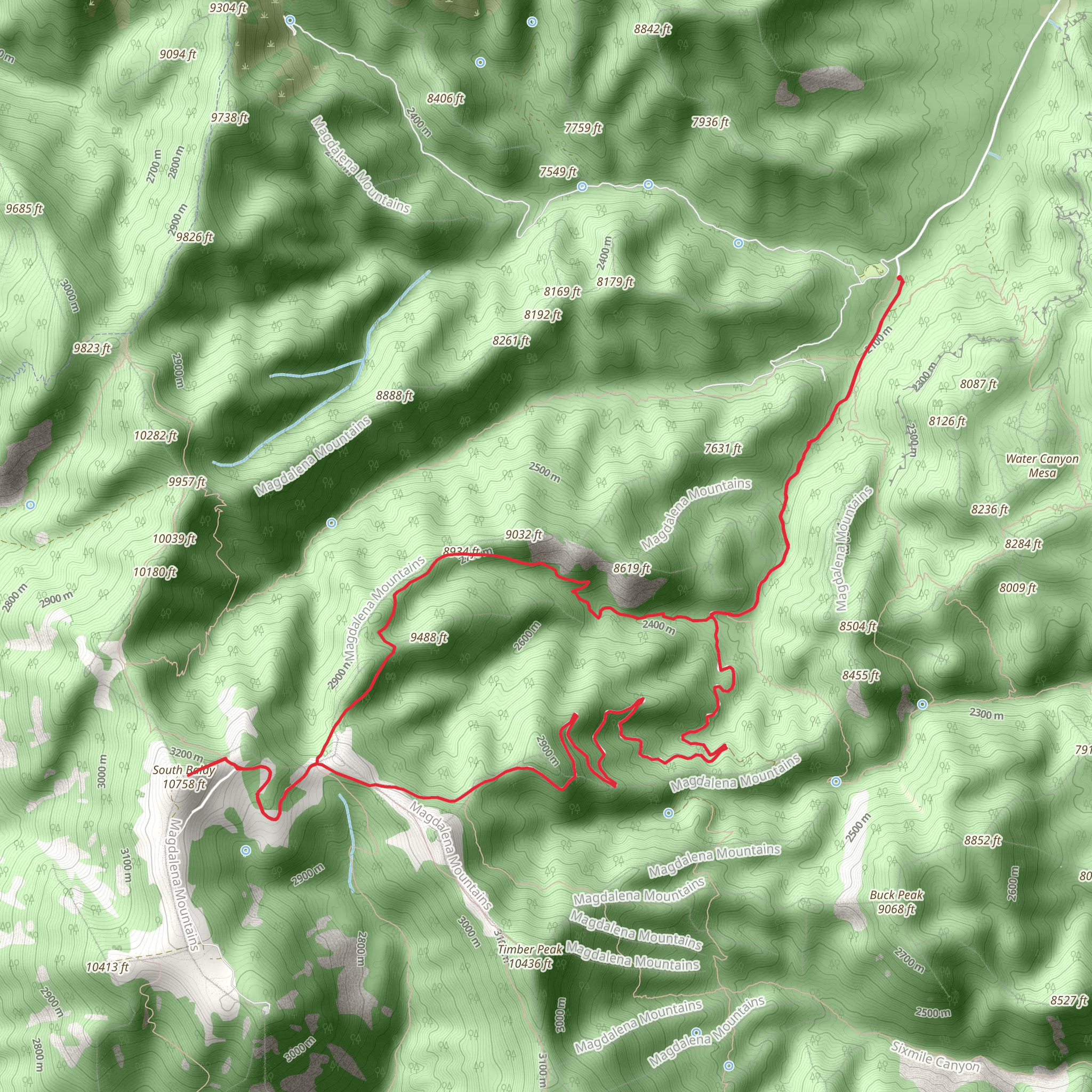 South Baldy Loop Trail mobile static map