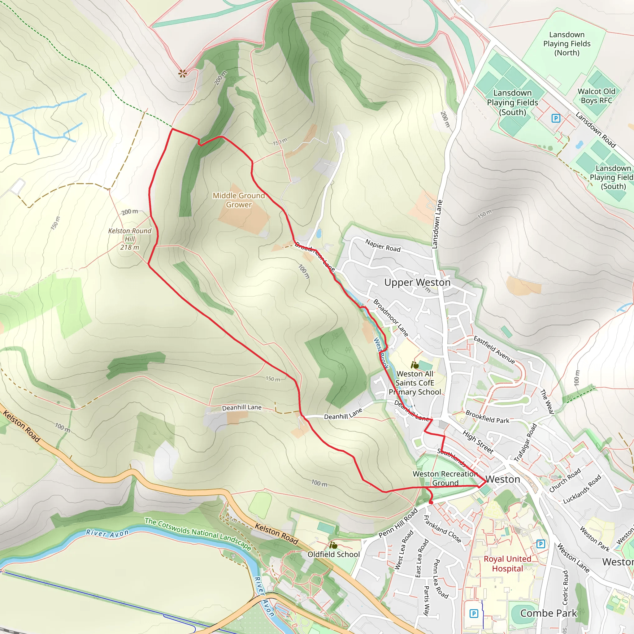 Weston and Upper Weston via Cotswold Way mobile static map
