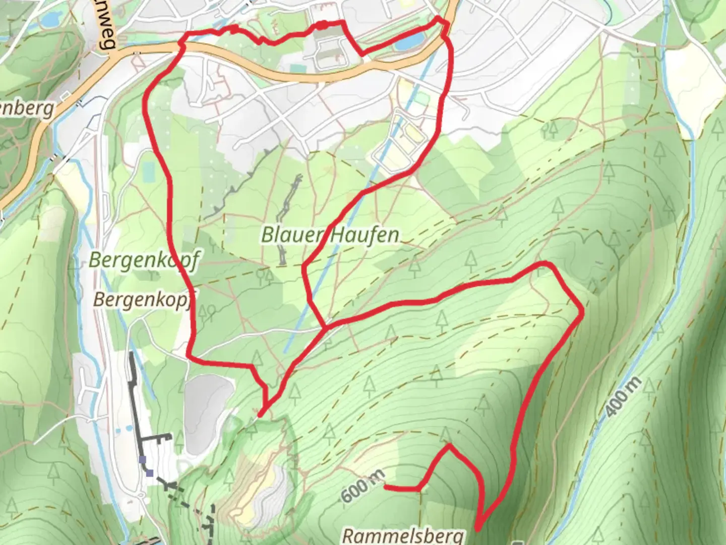 An image depicting the trail Rammseck and Fluggebiet via WWinderweg and its surrounding area.
