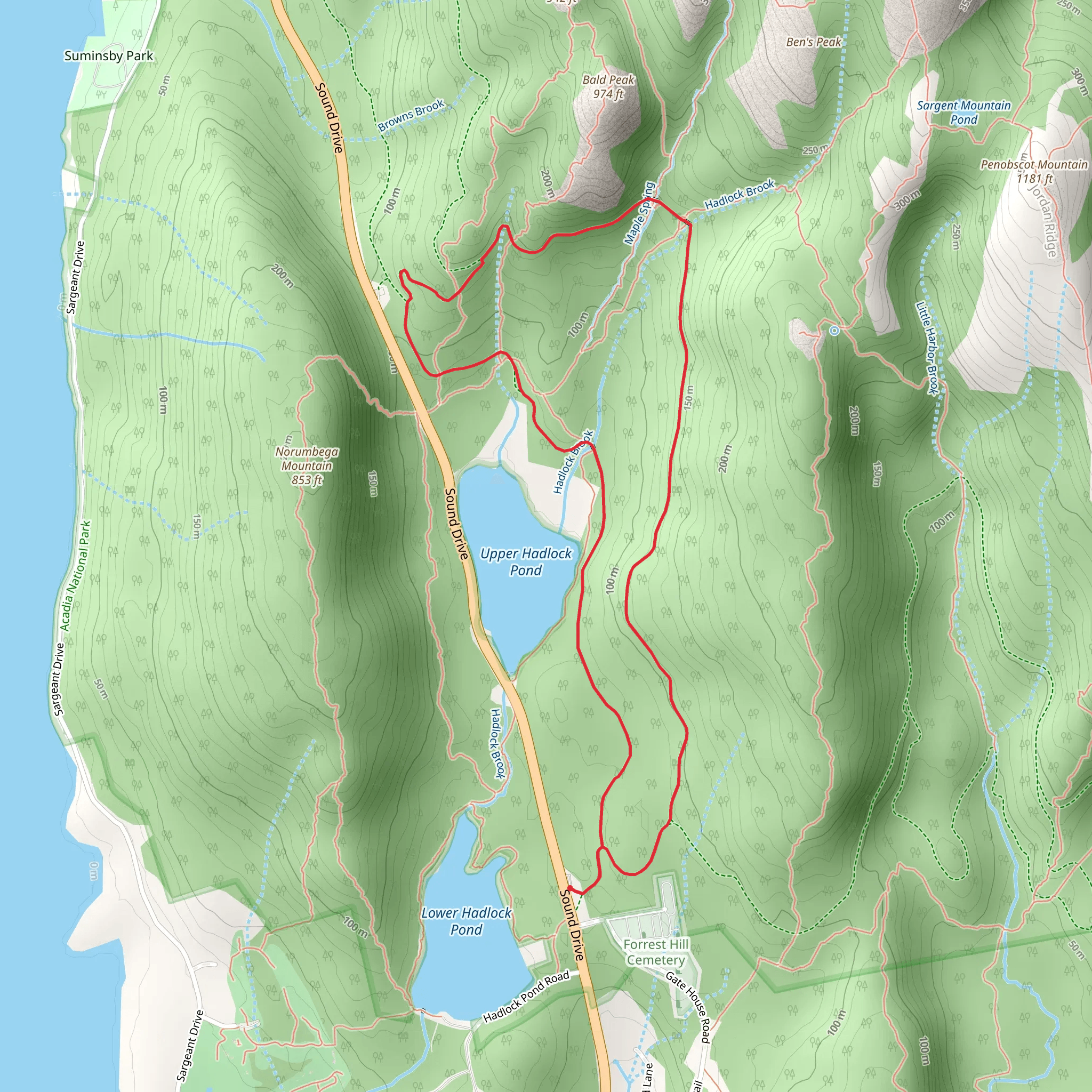 Hadlock Ponds Trail and Around-Mountain Carriage Road Loop mobile static map